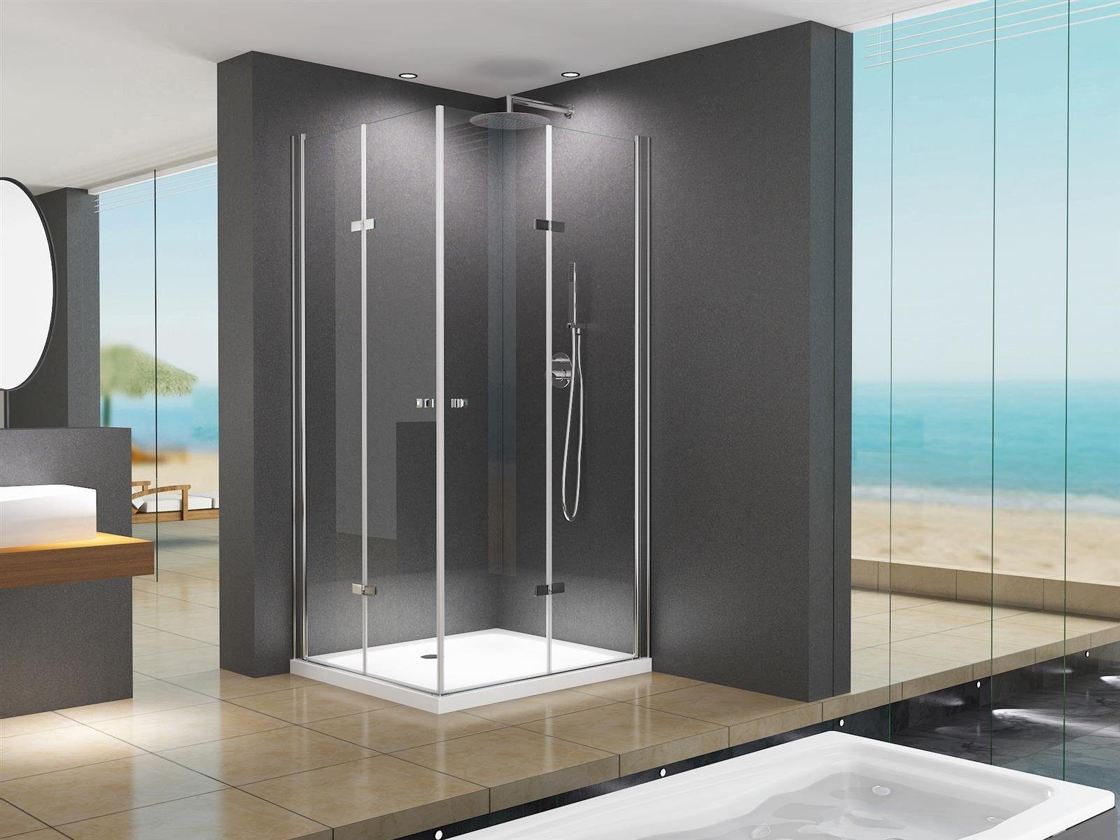 BuyLando.Shop Eckdusche BuyLando.Shop Duschkabine Eckeinstieg Dusche Caroline 90 x 75 x 200cm