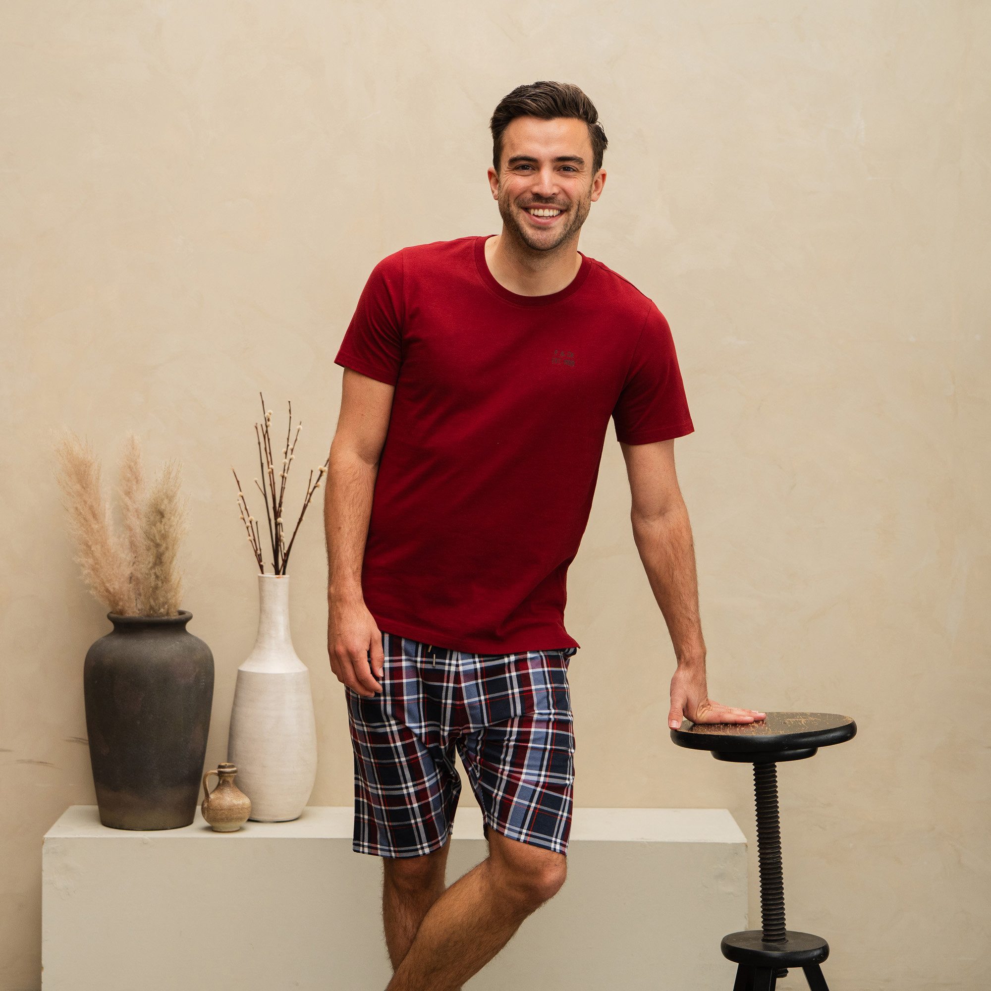 Phil & Co. Pyjamaoberteil Herren-T-Shirt Uni Single-Jersey Uni