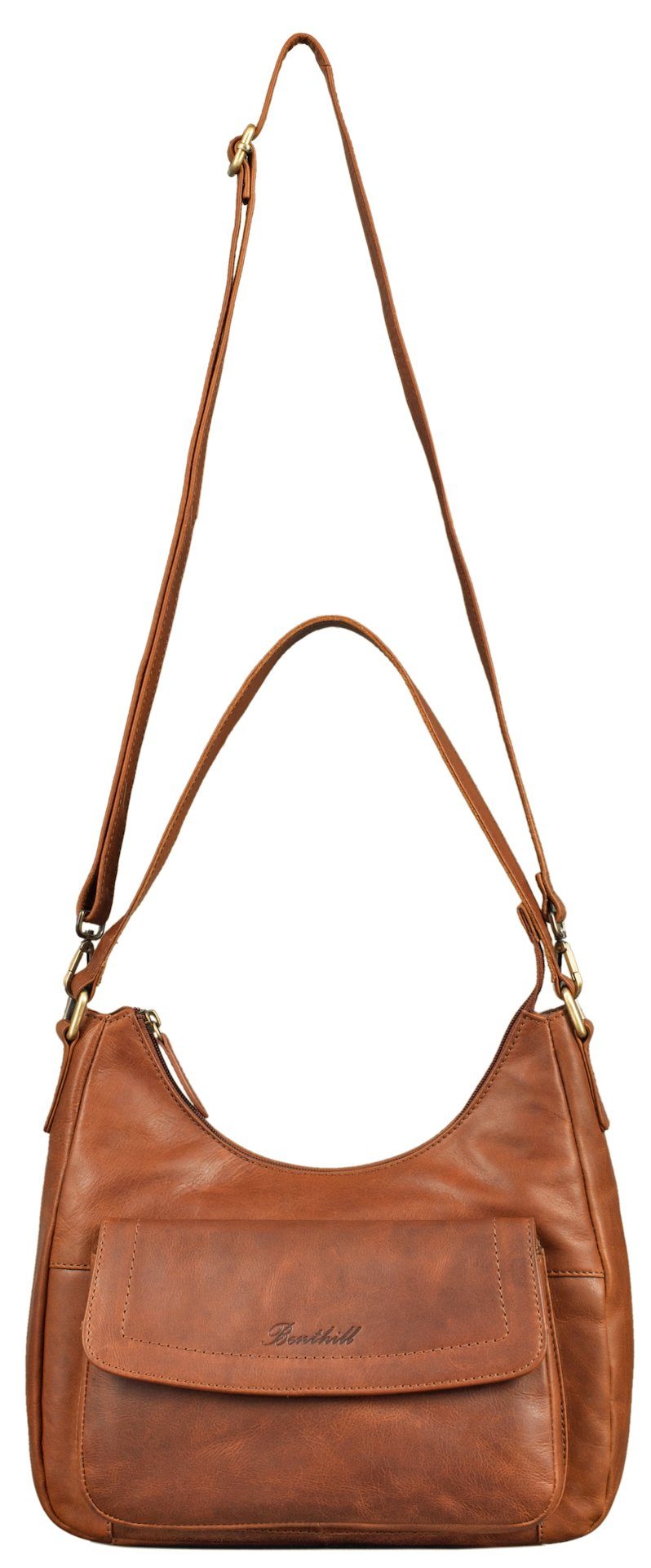 Benthill Handtasche Damen Echt Leder Schultertasche Umhängetasche Ledertasche Umhängegurt, Schultergurt / Umhängegurt Reißverschlussfach