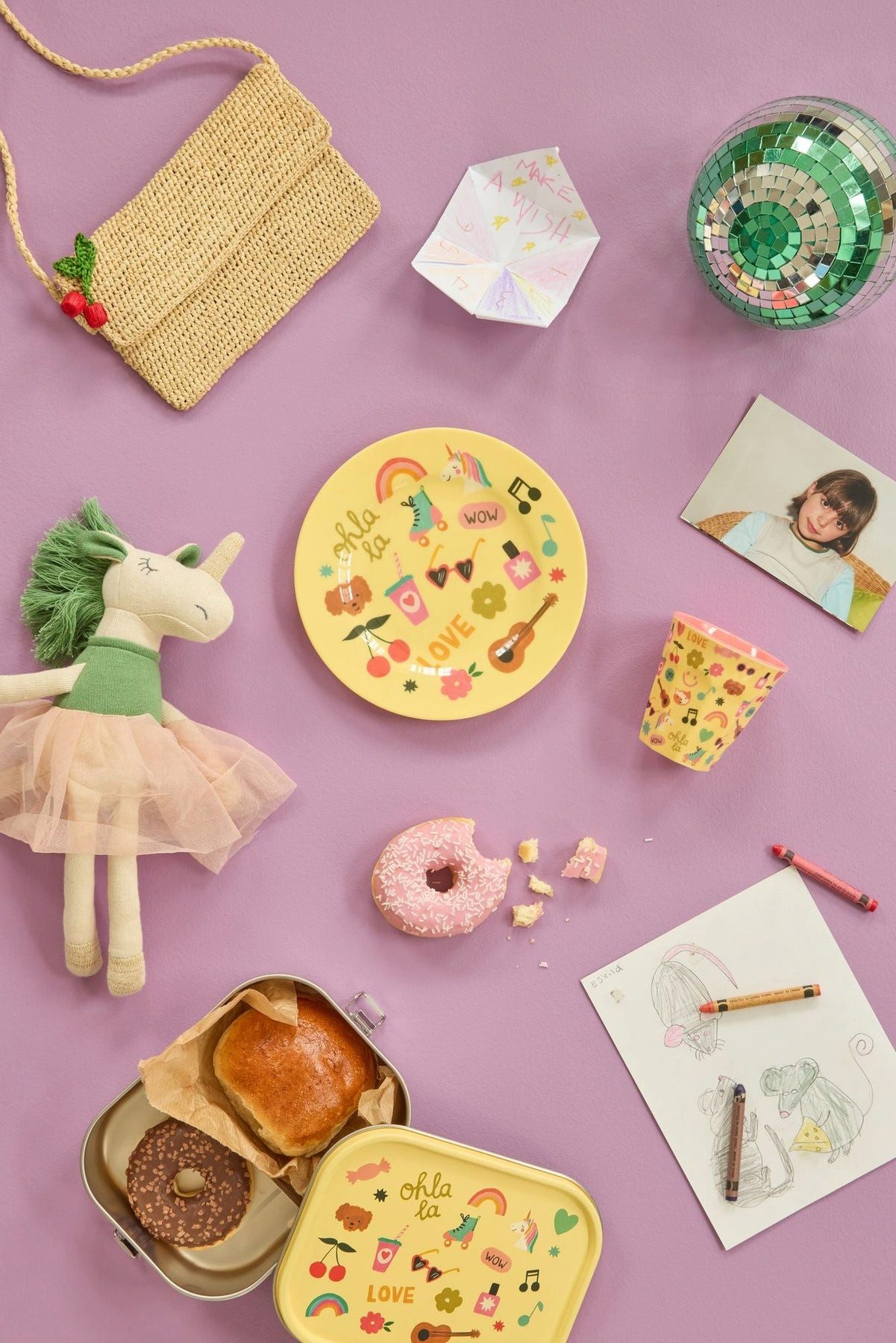 rice Kunststoffteller Rice Melamin Kinderteller - Soft Yellow Unicorn Love Ø 20cm