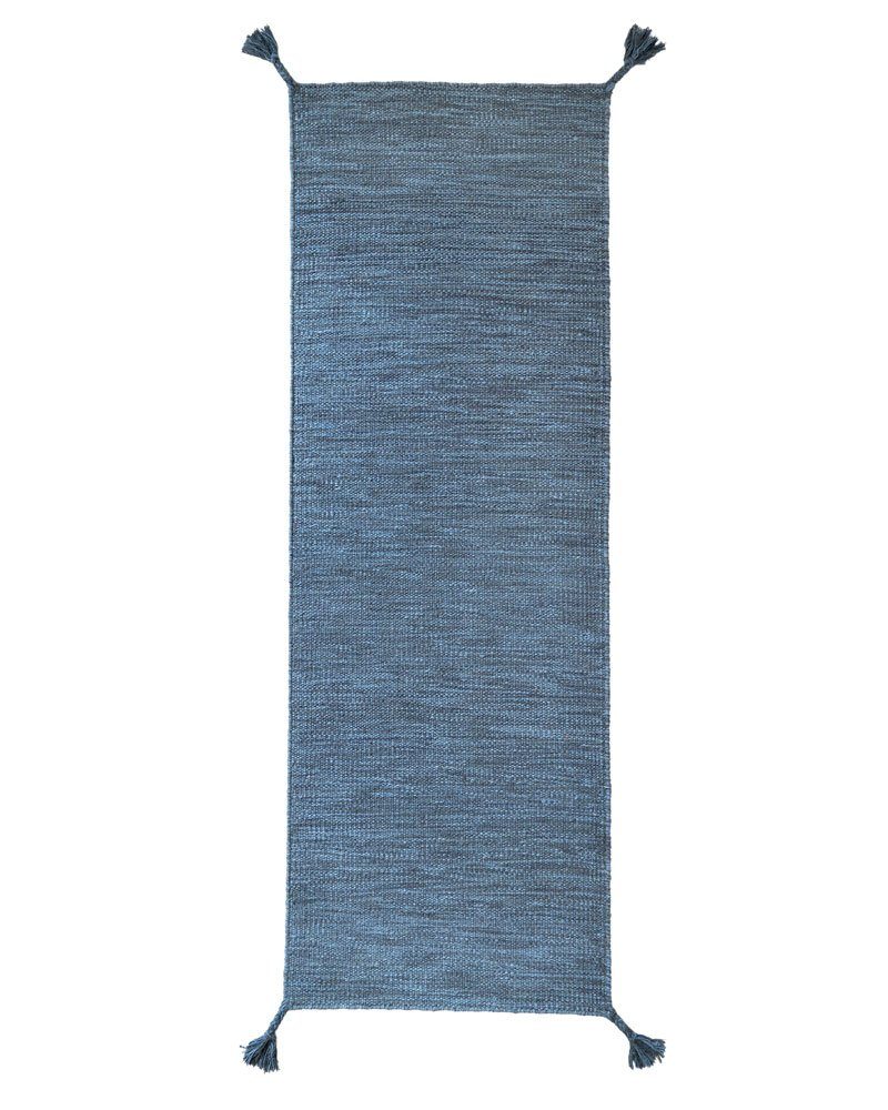 Wollteppich Silas- Wendeteppich, handgewebt, Fable & Loom, rechteckig, Höhe: 10 mm, handgewebt, Läufer, aus natürlichen Materialien Blau
