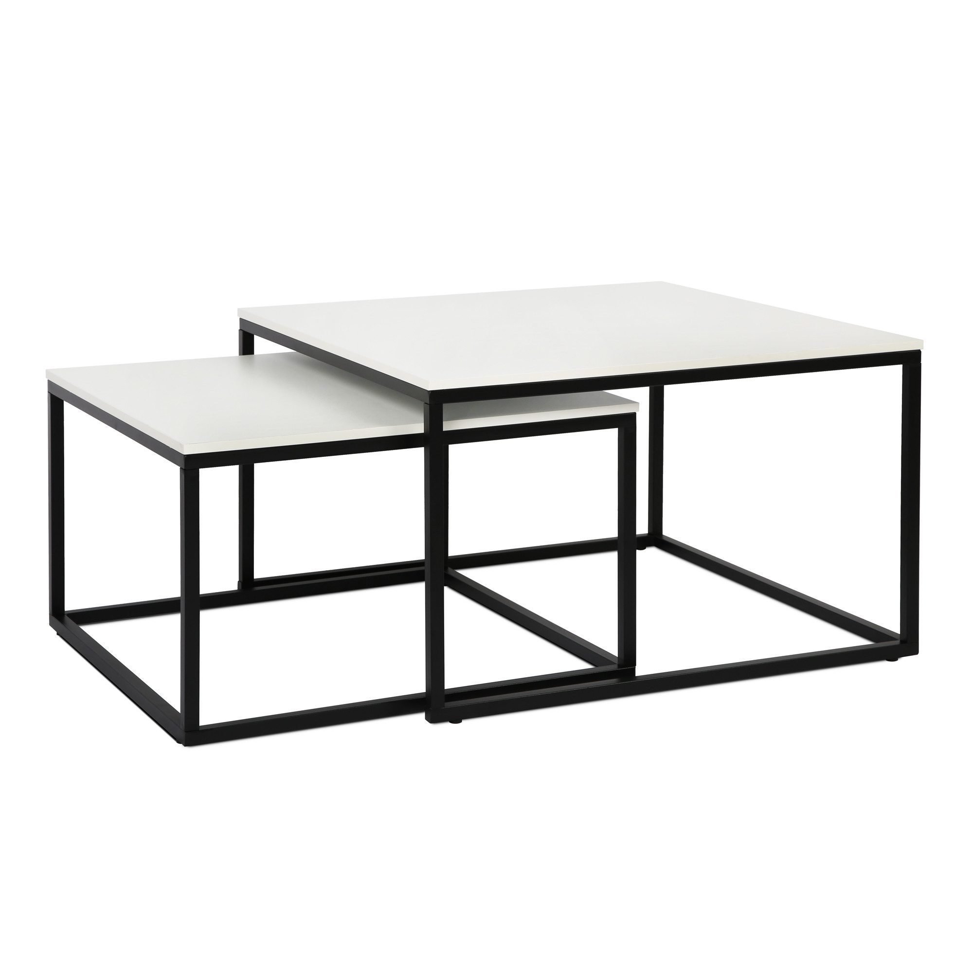 Home Collective Couchtisch Couchtisch 2er Set 42cm und 36cm hoch, Beistelltisch Loft Design, 2 in 1 Verschachtelung, kratzfeste Oberfläche, Wohnzimmer weiß – Bild 4 von 5