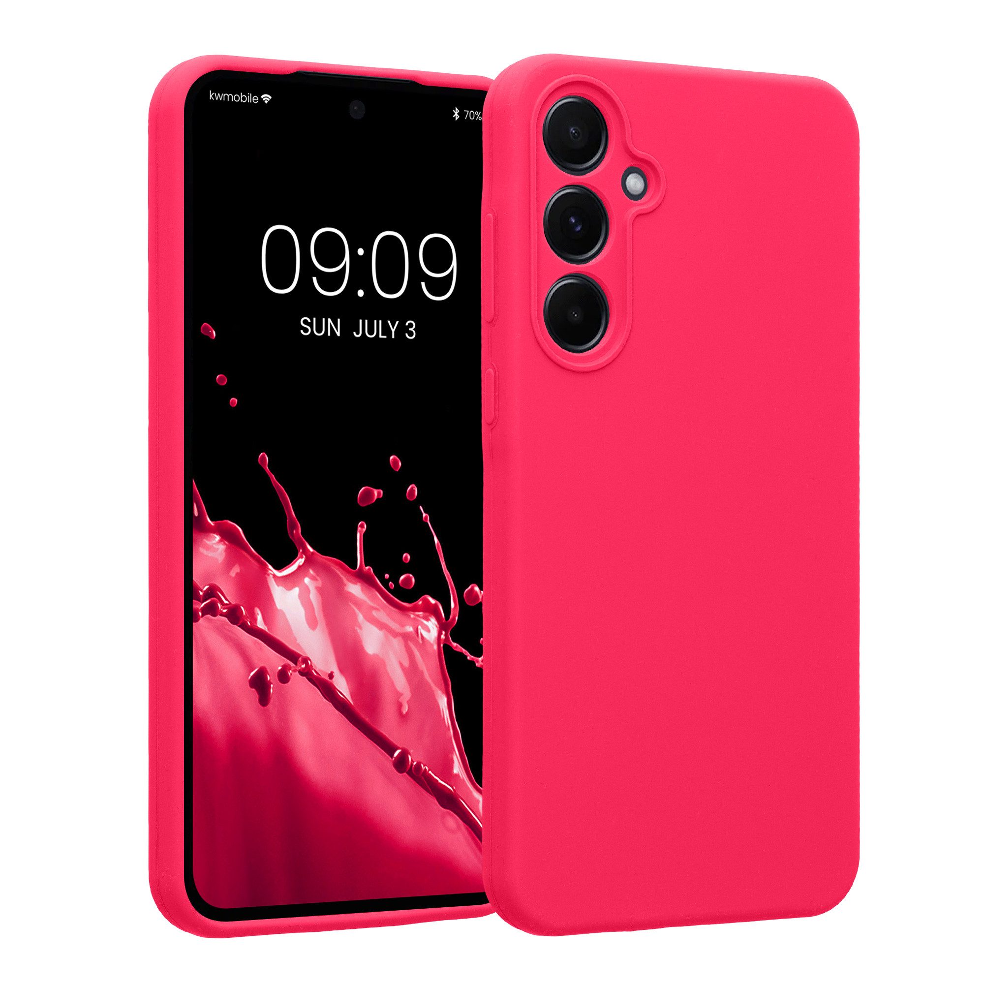 kwmobile Handyhülle Handyhülle für Samsung Galaxy A55 5G Hülle, Hülle Silikon gummiert - Handyhülle - Handy Case in Neon Pink