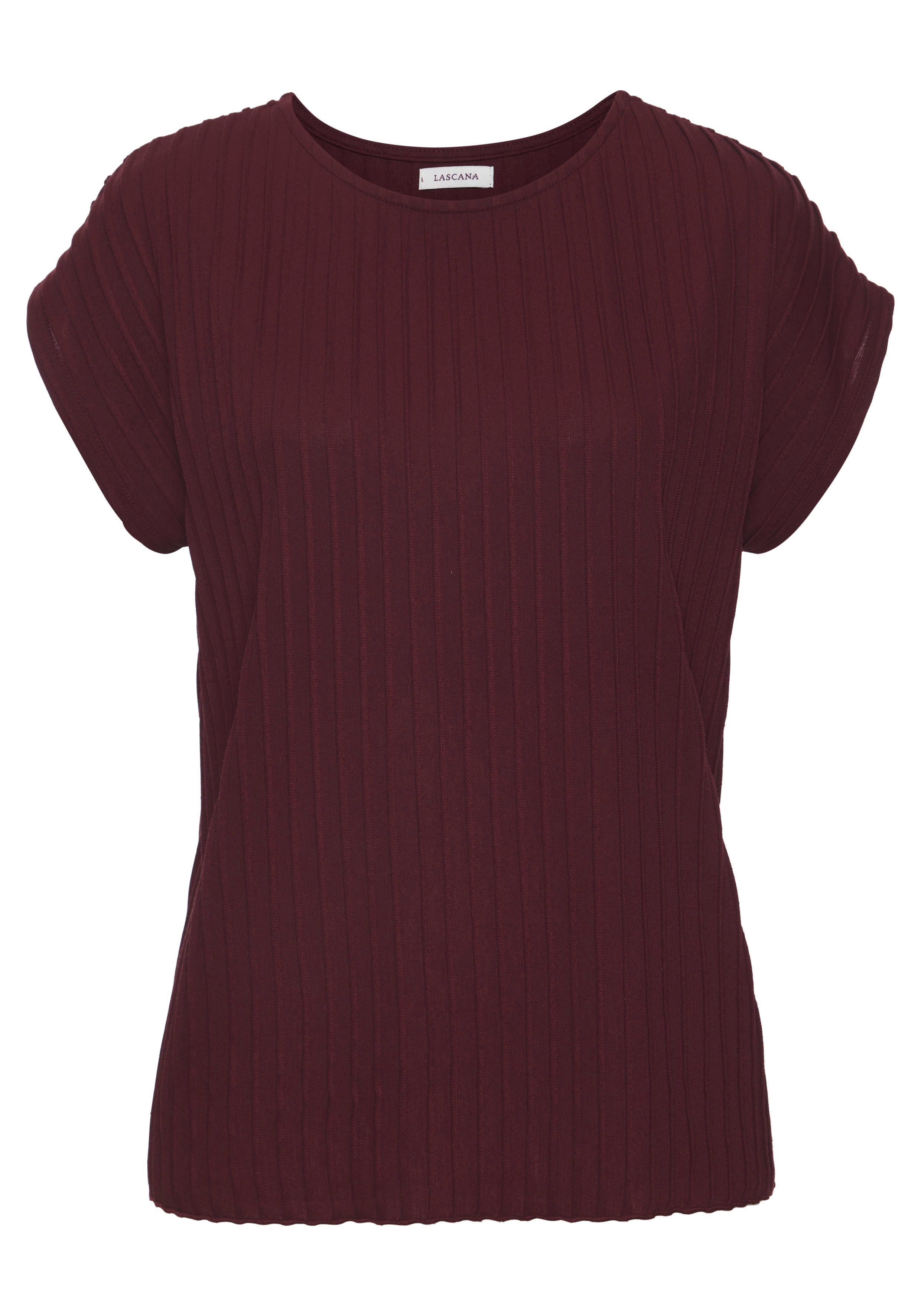 LASCANA T-Shirt mit Biesenstruktur, bügelfreies T-Shirt aus moderner Strukturware
