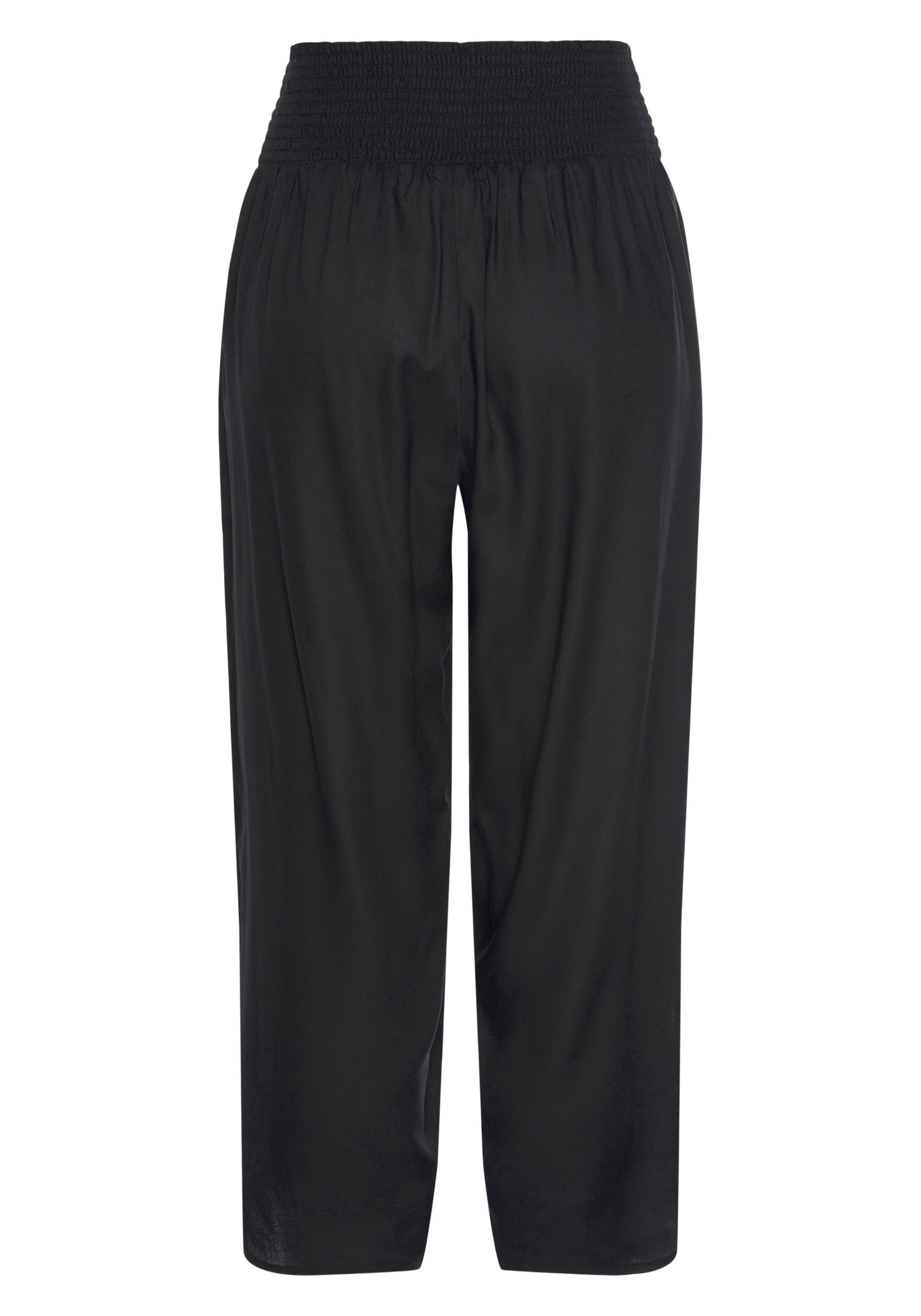 Buffalo Schlupfhose mit bequemem Smokbund und Schlitz am Bein, Stoffhose, Strandhose