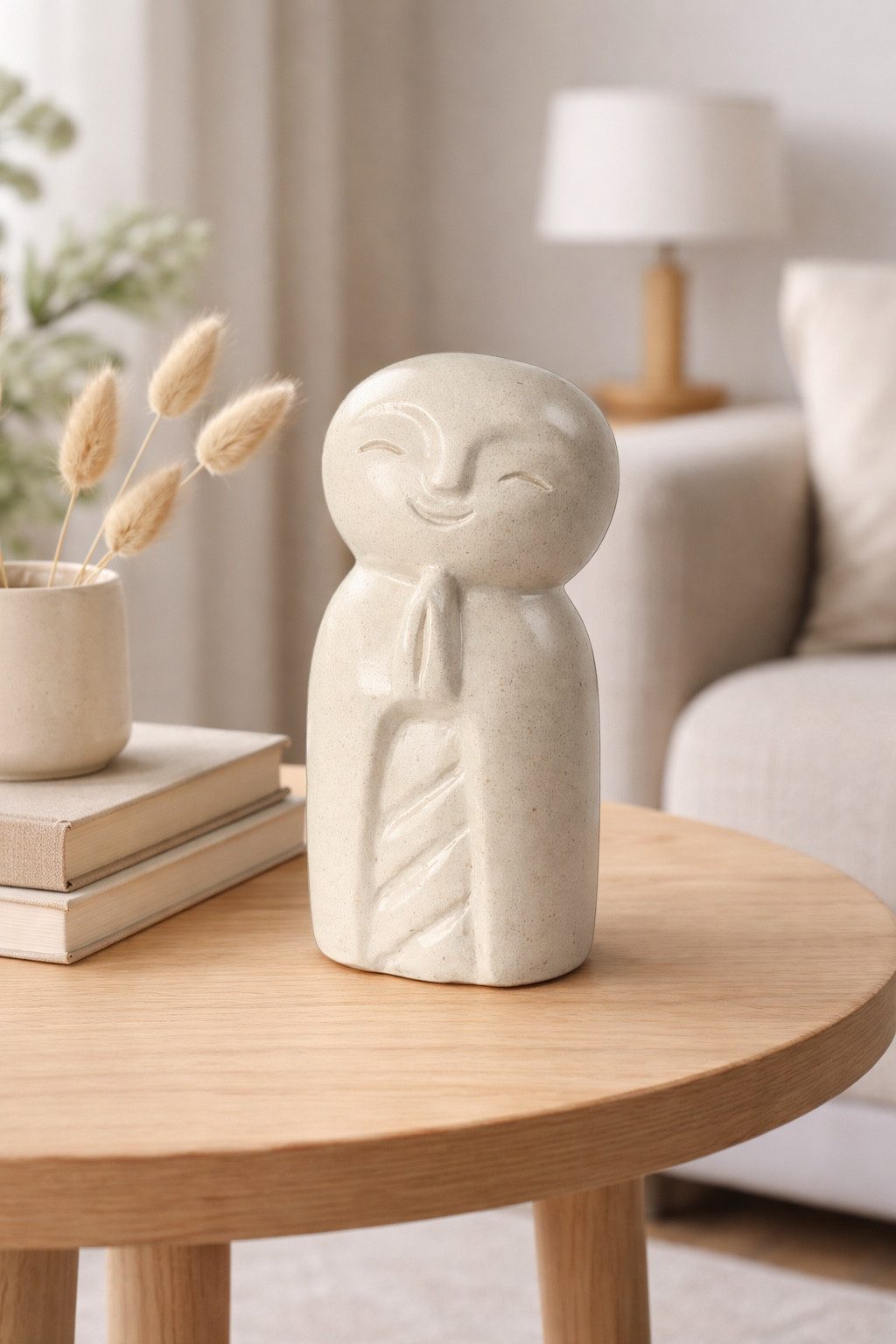 FaHome Skulptur Jizo Figur – Garten Wohnzimmer Regal Deko – Wetterfest – Steinoptik