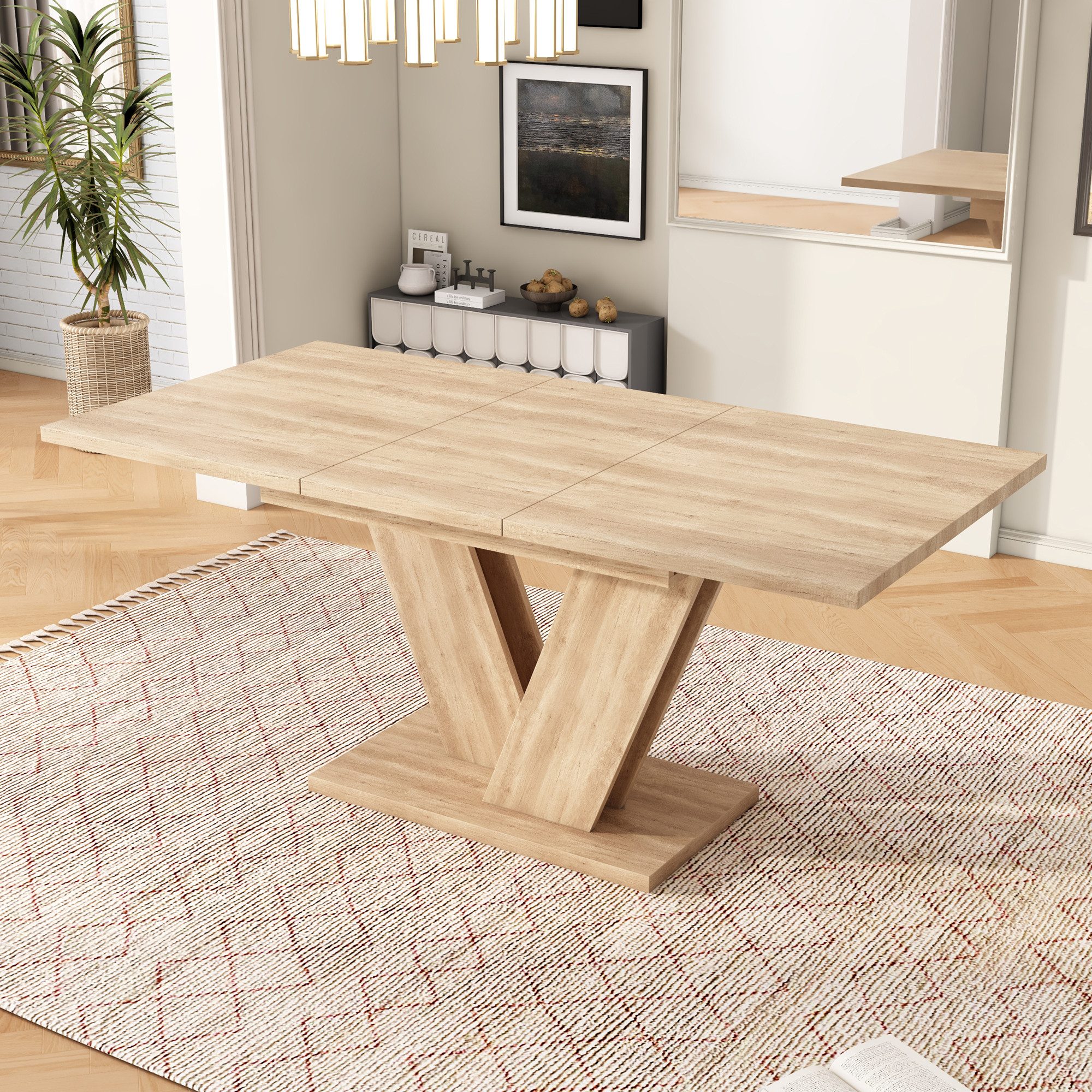 Flieks Esstisch (Länge 140-180/T80/H75,5 cm, 1-St., 1 Tisch), ausziehbar Küchentisch rechteckig Schreibtisch Arbeitstisch Holzoptik – Bild 5 von 5