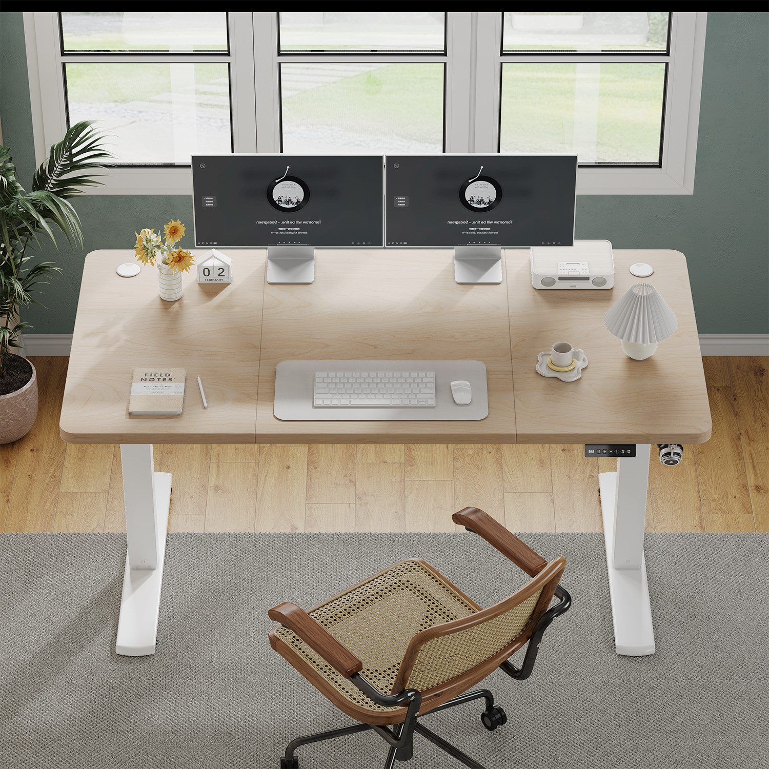 Furnicopia Schreibtisch Höhenverstellbarer mit USB-Ladefunktion und Wecker-Erinnerung (2 Höheneinstellungen 5 Farben und 6 Größen fur eine Vielzahl von Arbeits- – Bild 3 von 5