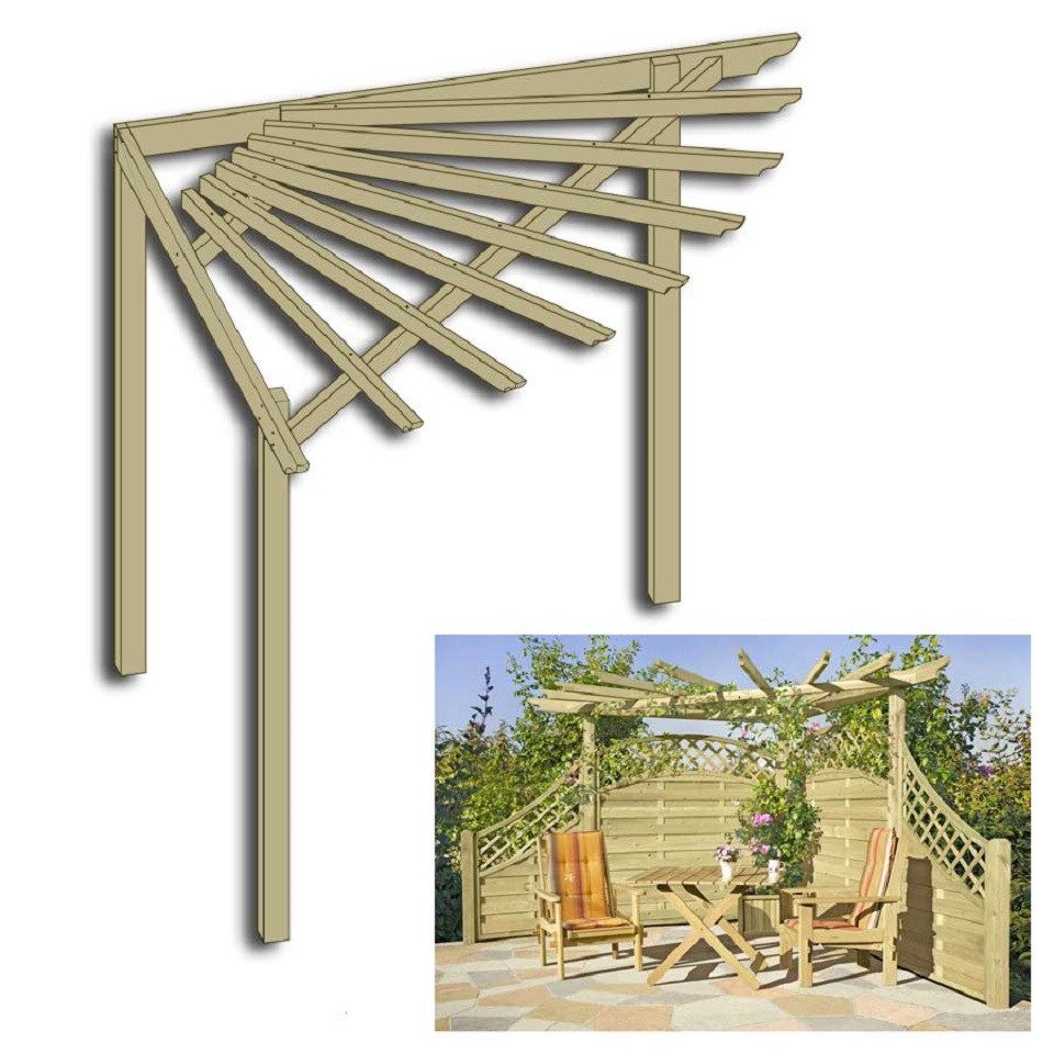 Gartenpirat Pergola Eckpergola 240 x 240 x 220 cm Pergola aus Holz für Terrasse Gartenecke, BxTxH: 240x240x220 cm