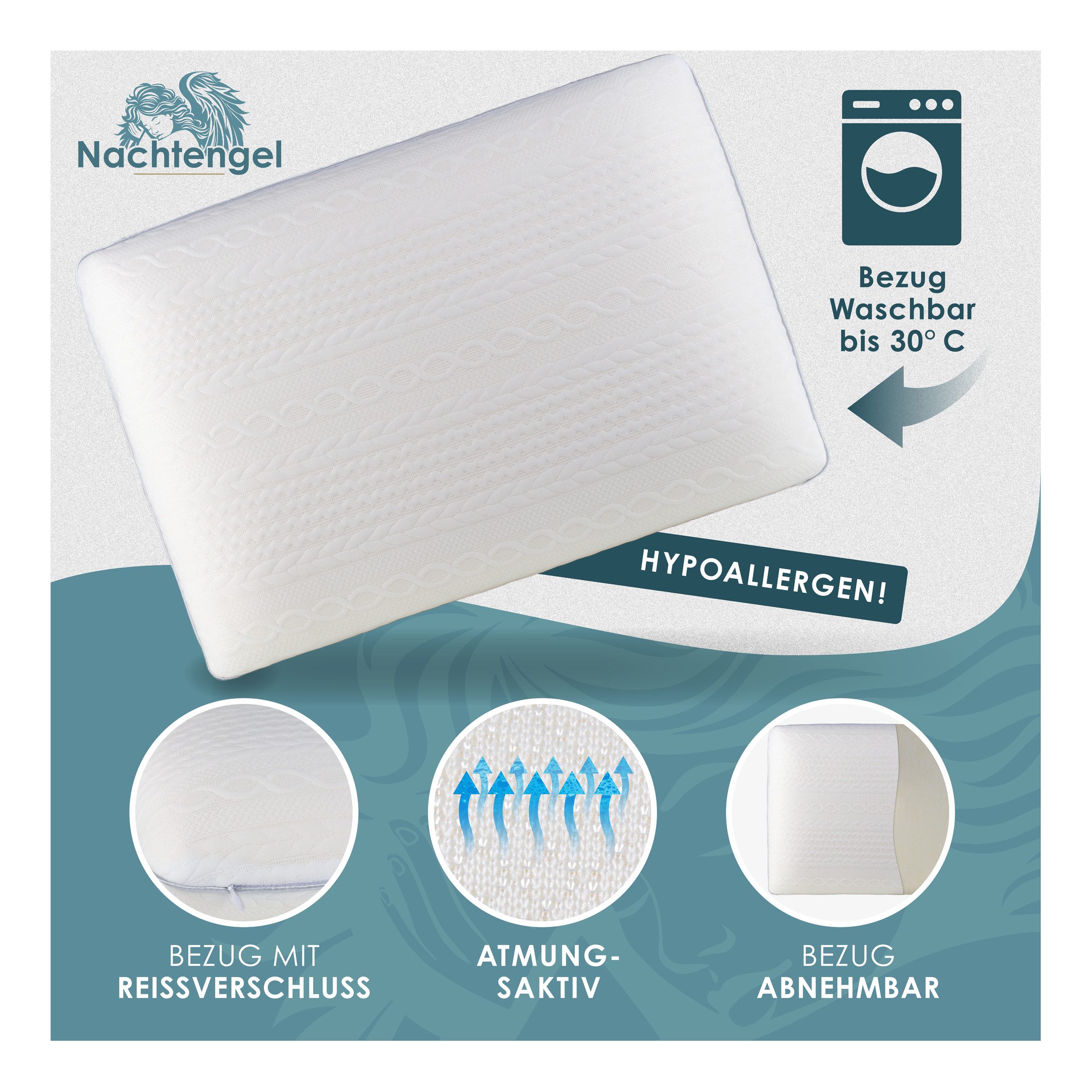 NTG Nutzfahrzeug Technik GmbH Kopfkissen Orthopädisches Memory Foam Kopfkissen Ergonomisches Nackenstützkissen, Atmungsaktiv, Ergonomisch, Hypoallergen, Kissenb – Bild 5 von 5