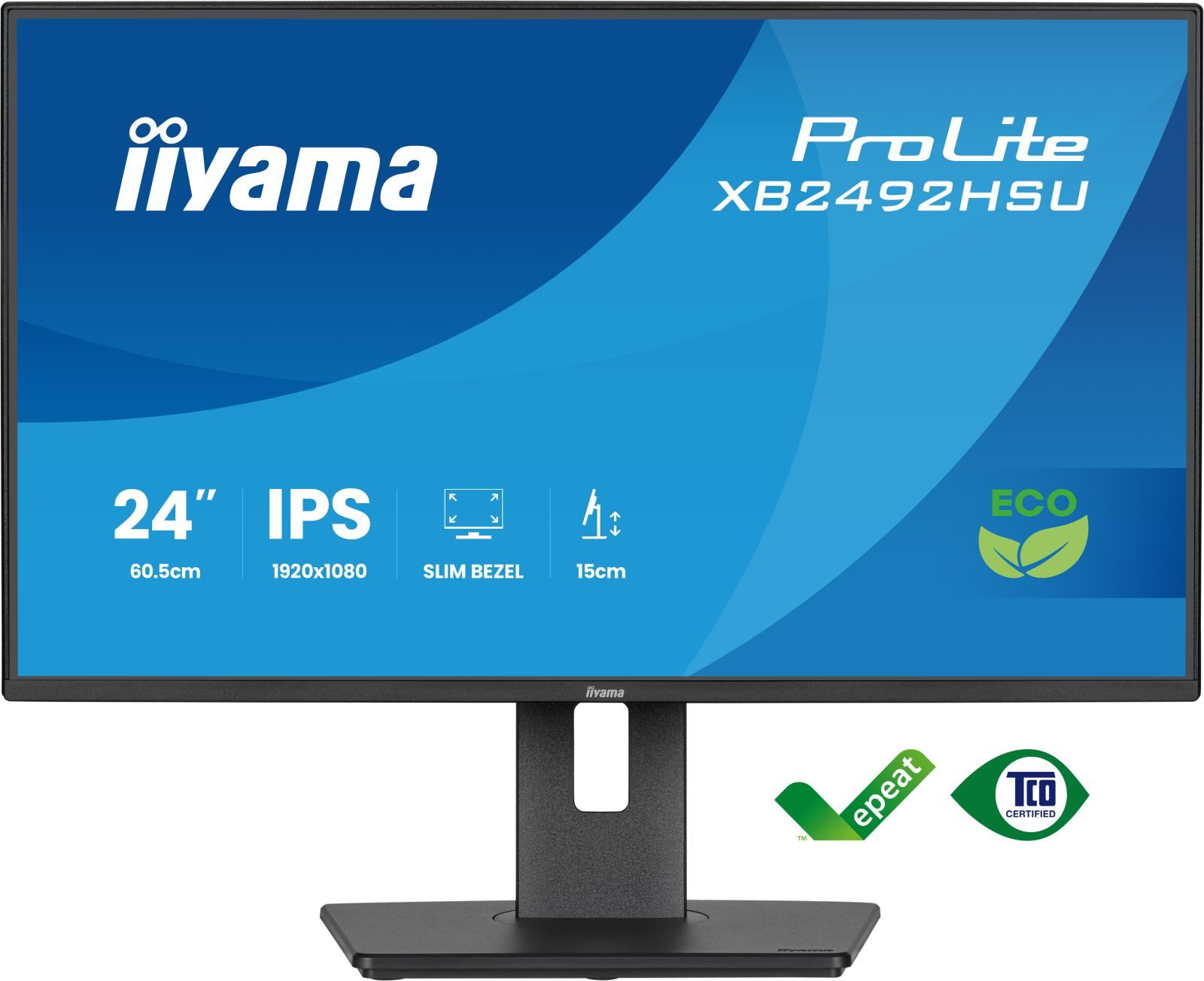 Iiyama XB2492HSU-B1 TFT-Monitor (1920 x 1080 px, Full HD, 3 ms Reaktionszeit, 120 Hz, IPS, Adaptive-Sync, Lautsprecher, HDCP, Pivot, Höhenverstellbar)