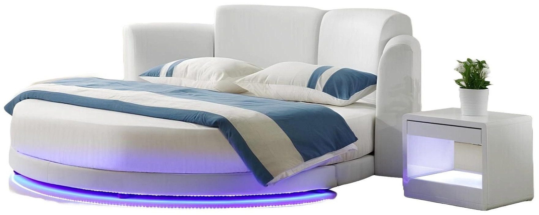 Xlmoebel Rundbett Designer Polsterbett in Rundform mit LED-Beleuchtung (Rundbett), Hergestellt in Europa
