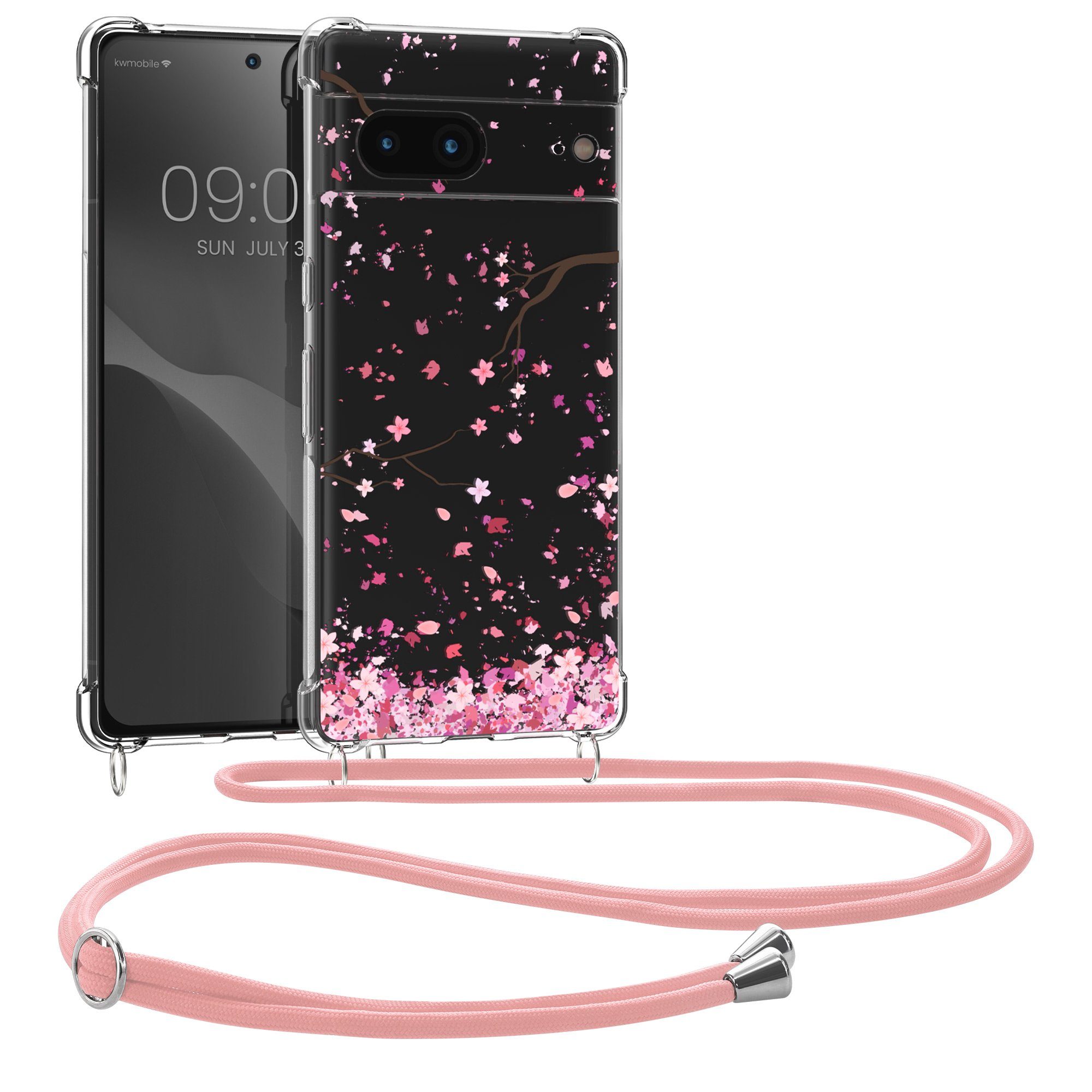 kwmobile Handyhülle Hülle für Google Pixel 7, Silikon Handyhülle mit Kette - Handykette Handyband
