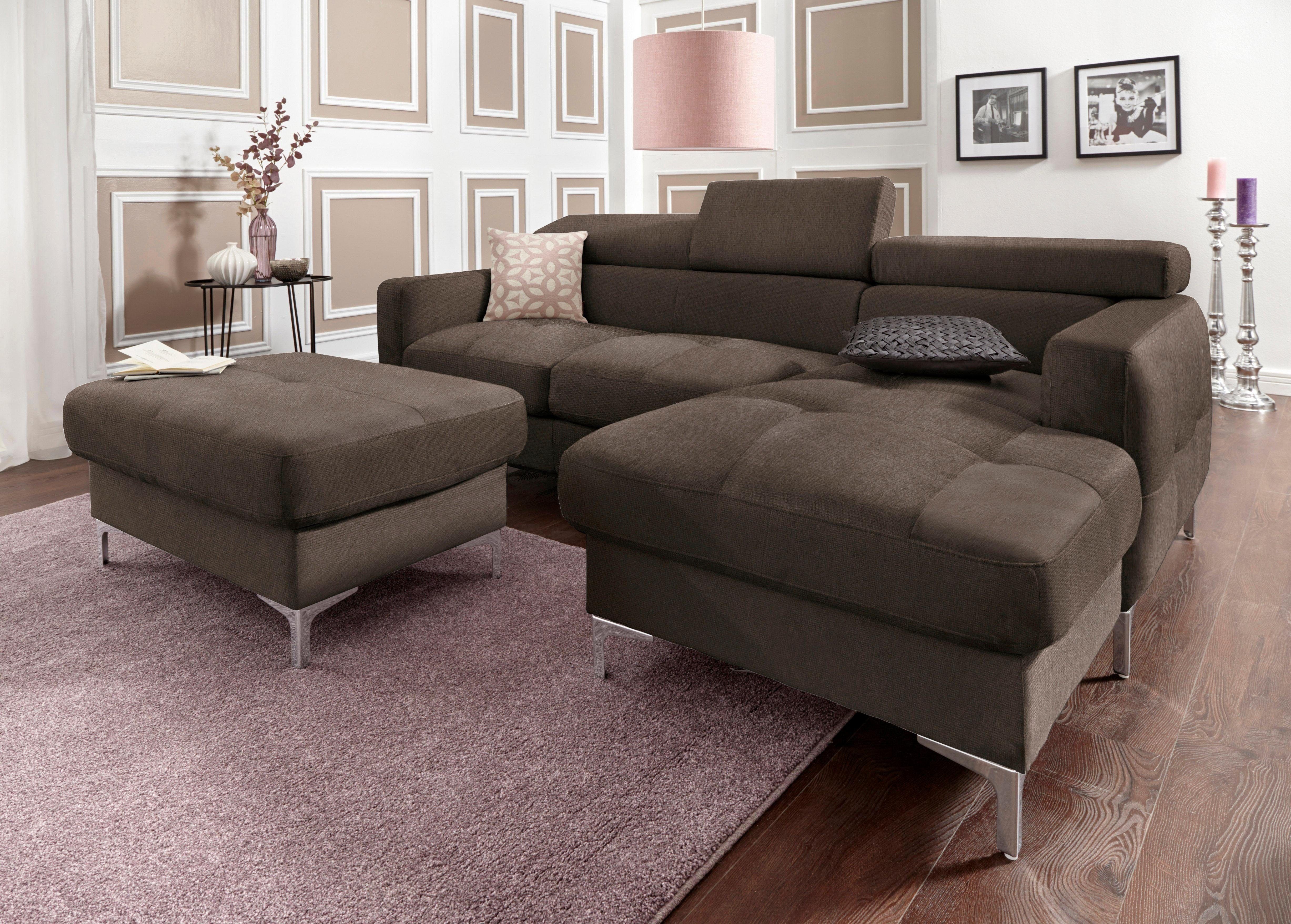 COTTA Polstergarnitur Sammy L-Form, (Set), Set bestehend aus: Ecksofa mit Kopfteilverstellung & Hocker