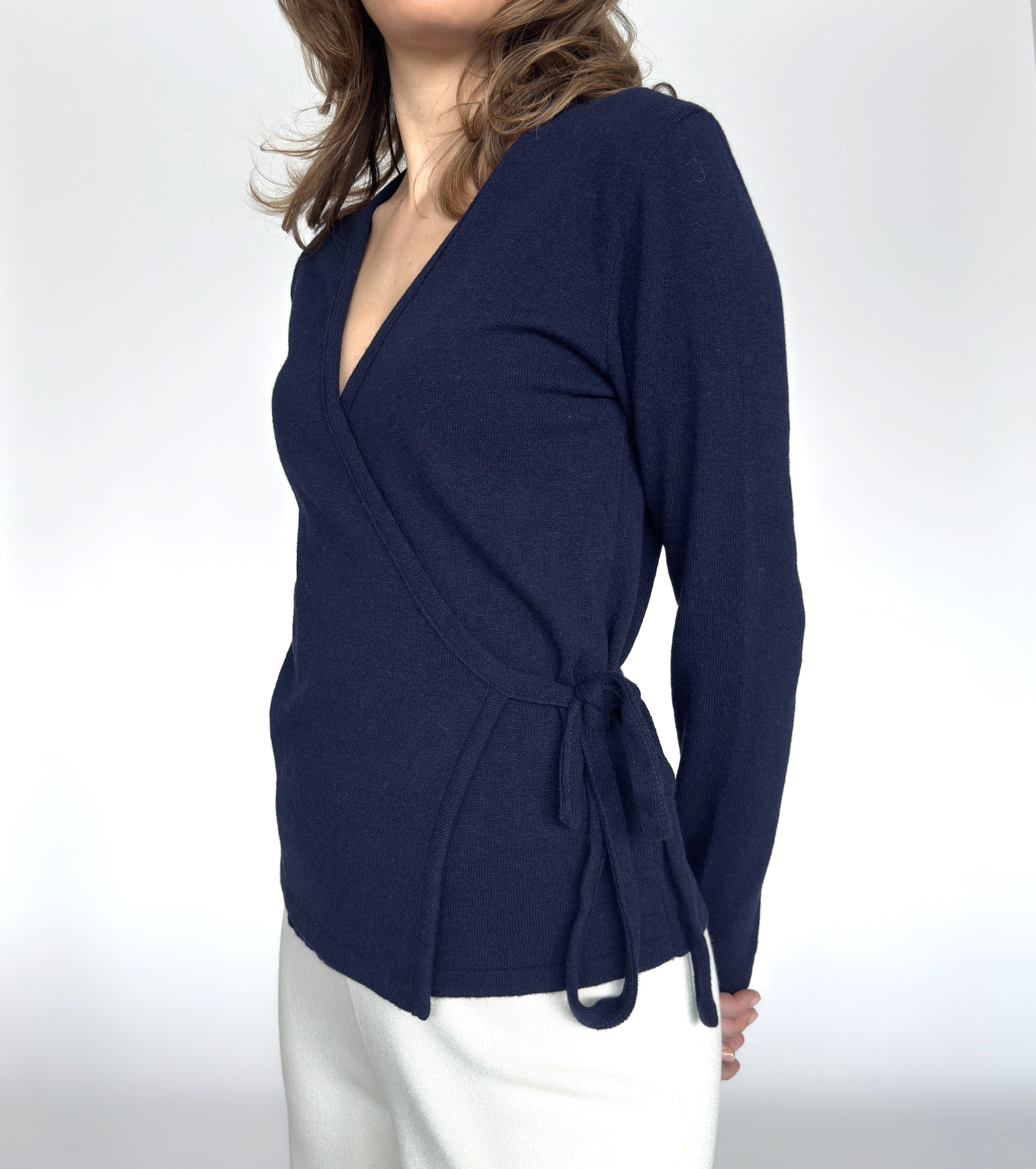 Zuckerwatte Wickelpullover Wickelpullover aus weicher Merino Cashmere Mischung