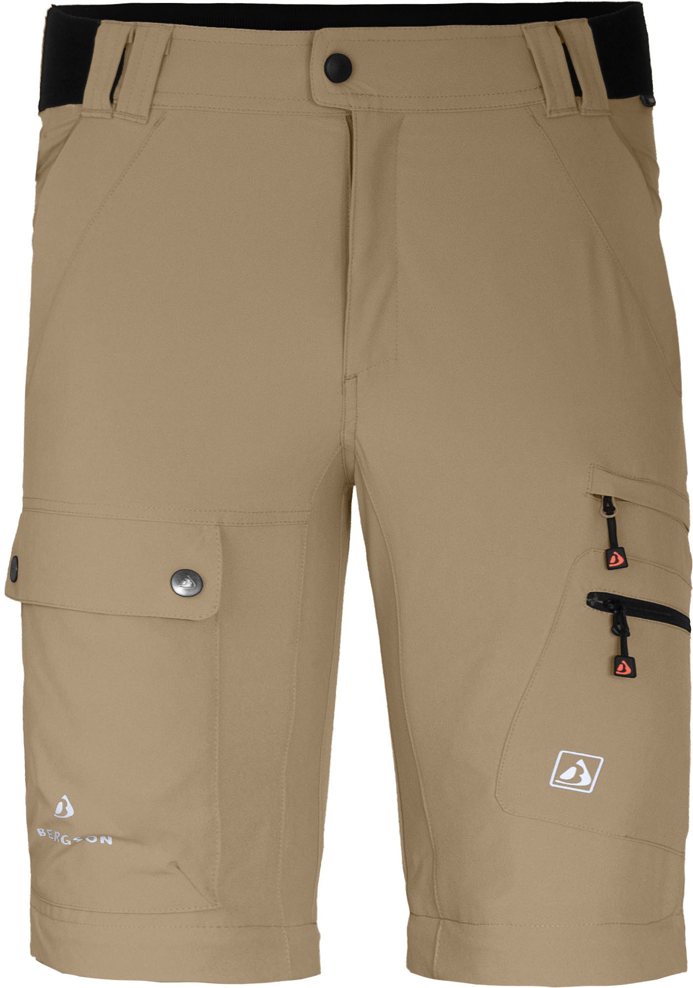 Bergson Outdoorhose FROSLEV Bermuda Zipp-Off Herren Wanderhose, recycelt, elastisch, 7 Taschen, Normalgrößen, beige