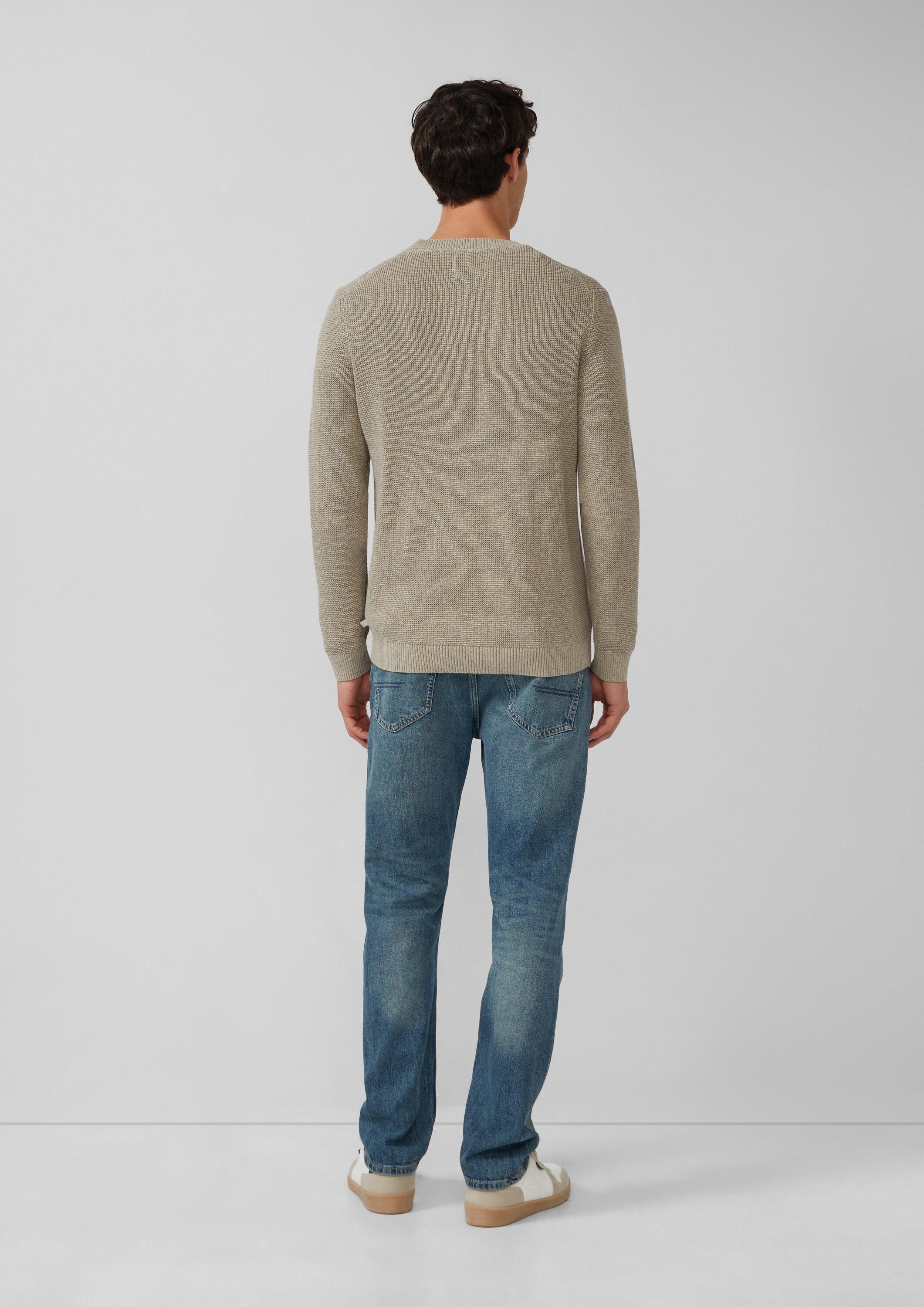 s.Oliver Longpullover Strickpullover Strickpullover mit Crew Neck und Strukturmuster