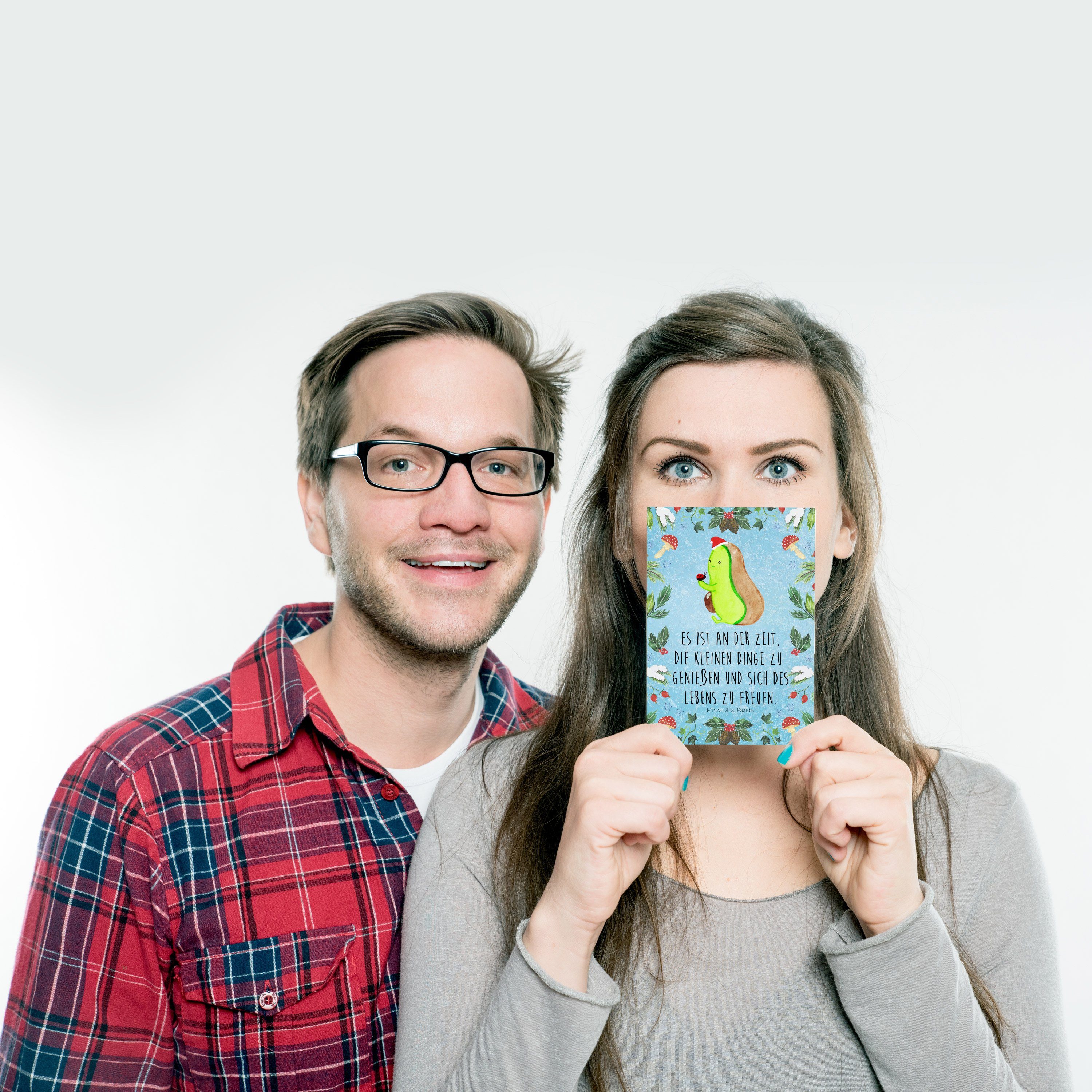 Mr. & Mrs. Panda Postkarte Geschenk, Avocado Eisblau - Einladungskarte, Nikolaus kleine - Dinge