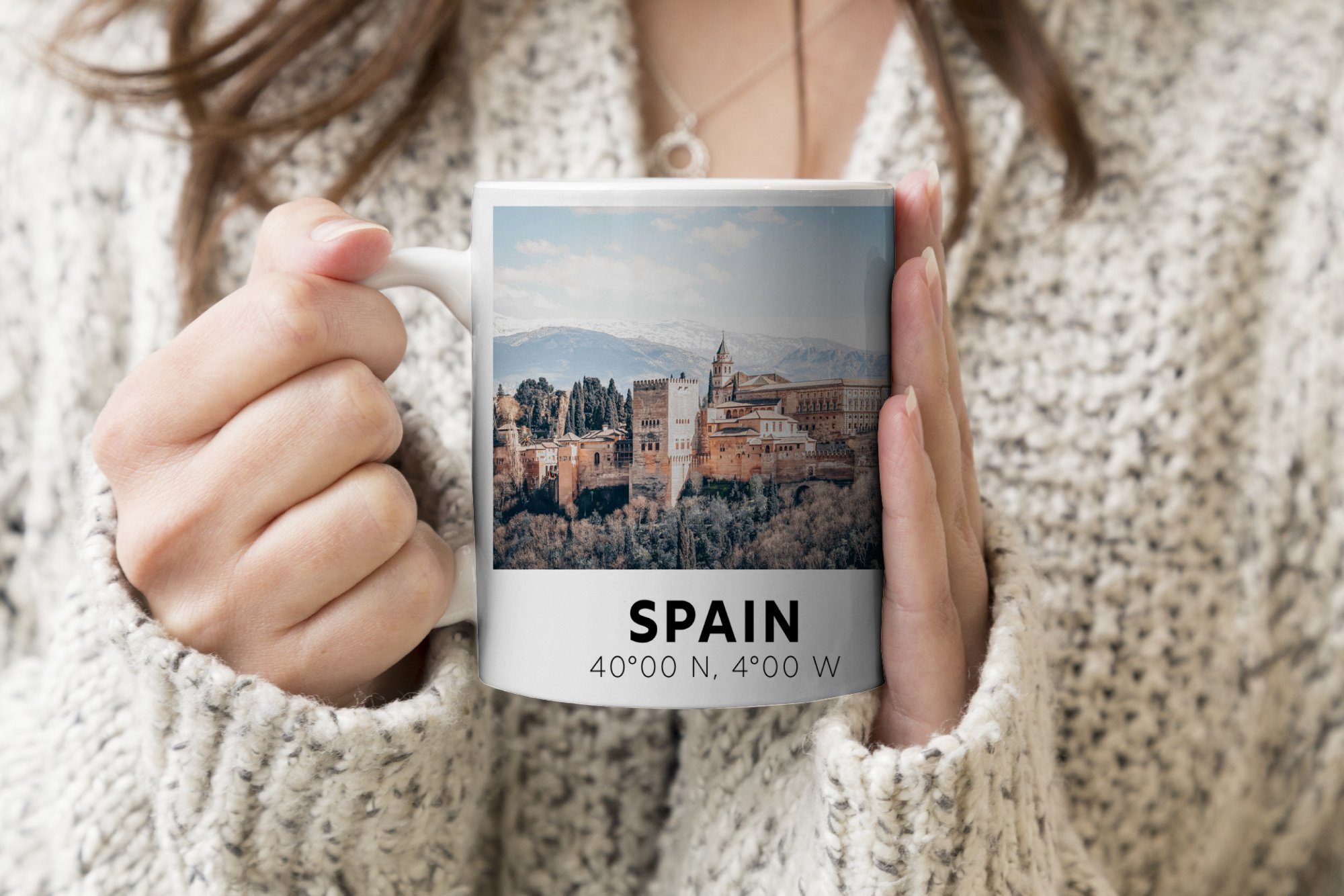 Becher, Teetasse, Spanien - - Kaffeetassen, Teetasse, Sommer, Tasse MuchoWow Keramik, Berge Burg Geschenk -
