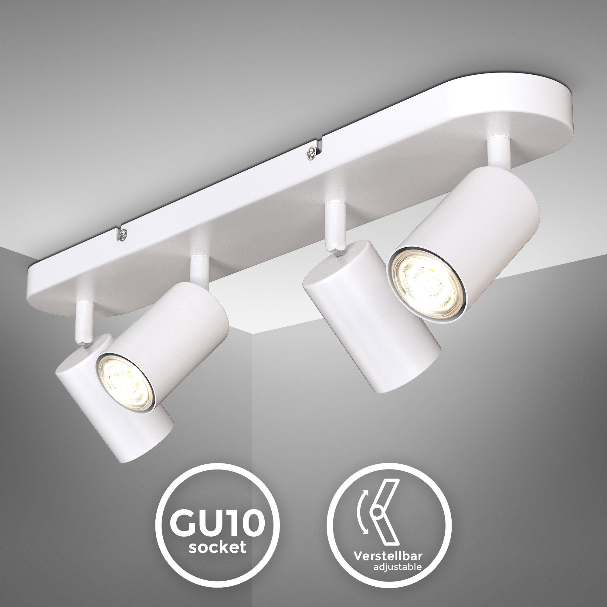 B.K.Licht Deckenspots, ohne Leuchtmittel, 4-flammige Spotlampe,schwenkbar, günstig online kaufen