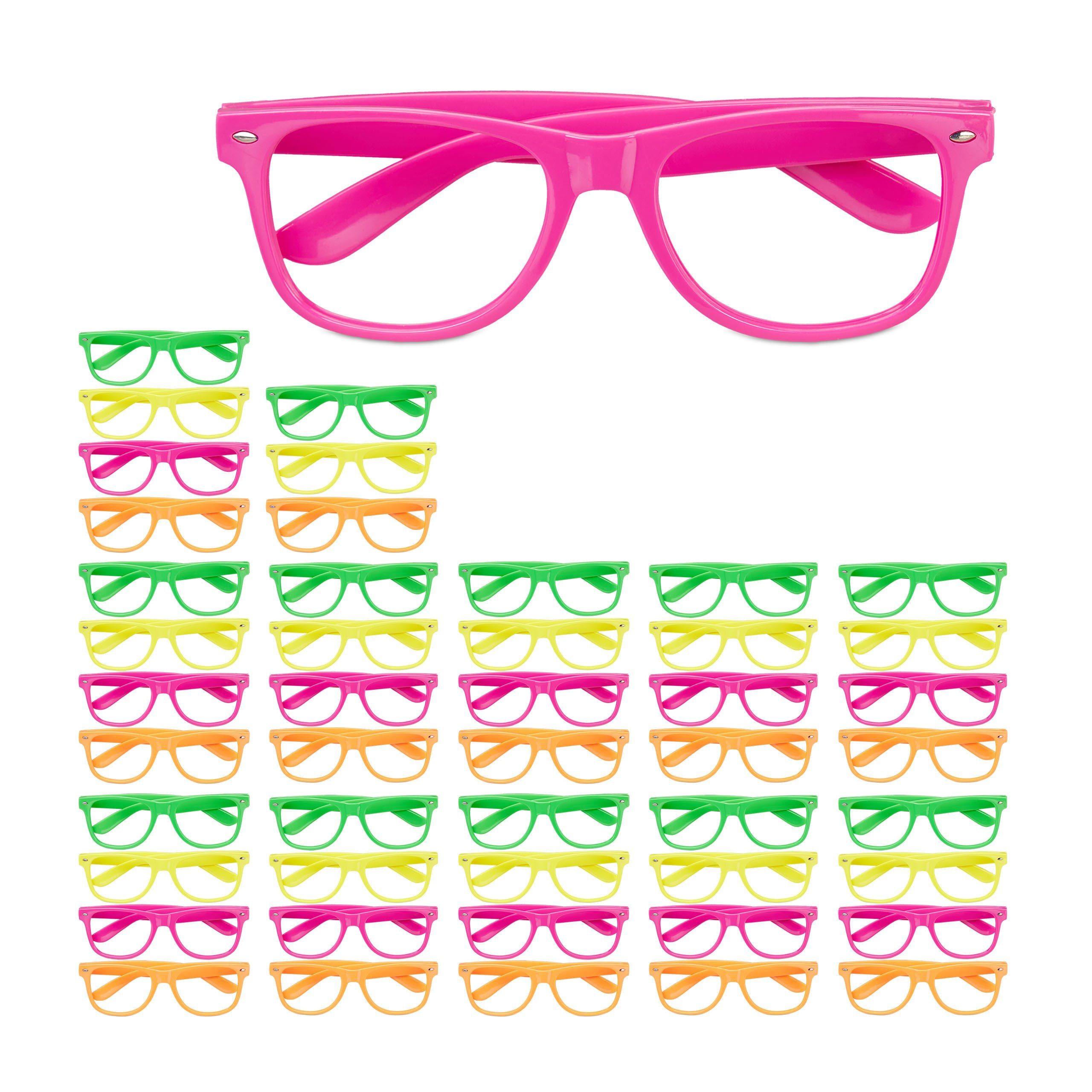 relaxdays Partyanzug 48 x Bunte Partybrille