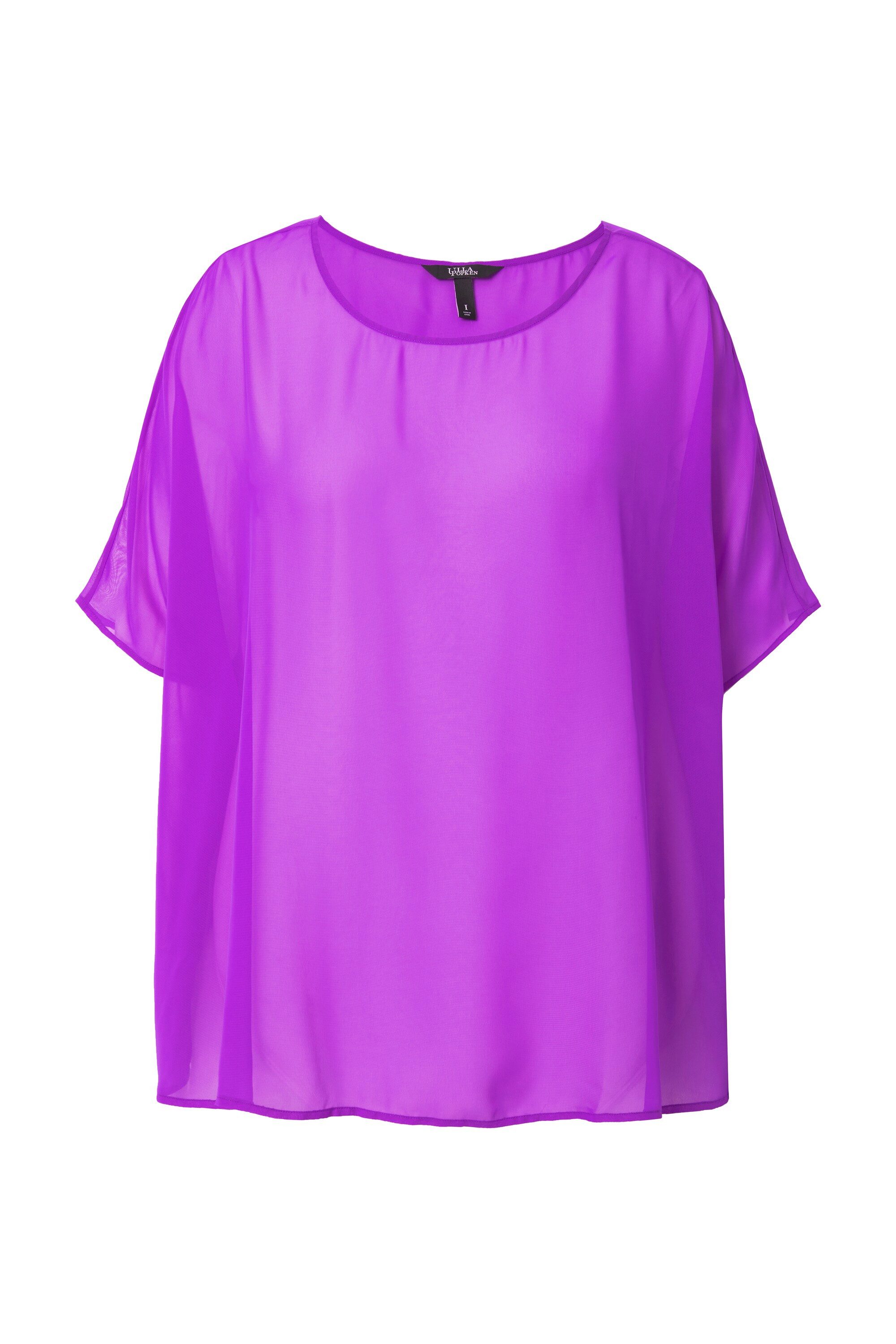 Ulla Popken Druckbluse Chiffonbluse Oversized Rundhals günstig online kaufen