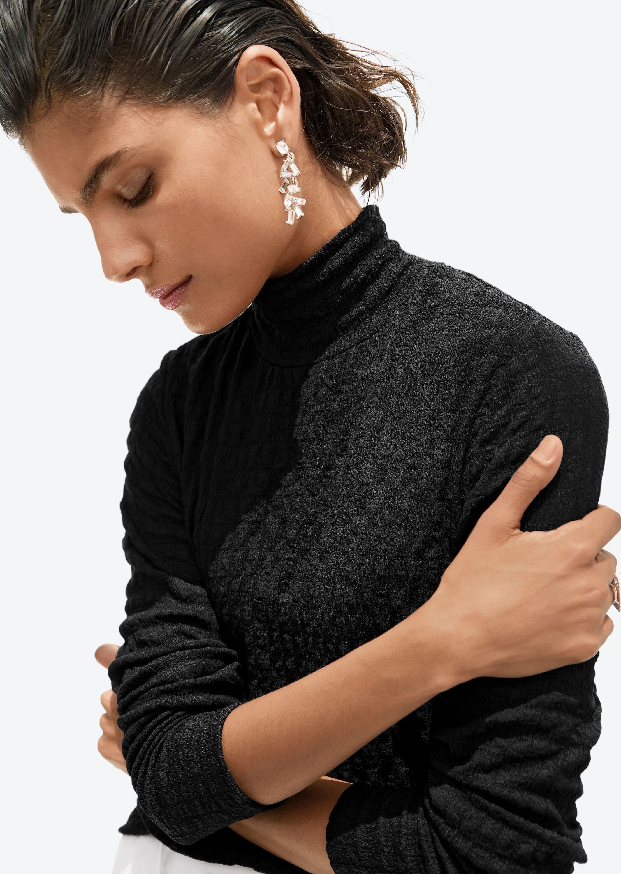 Langarmshirt Elegantes Oberteil mit Stehkragen
