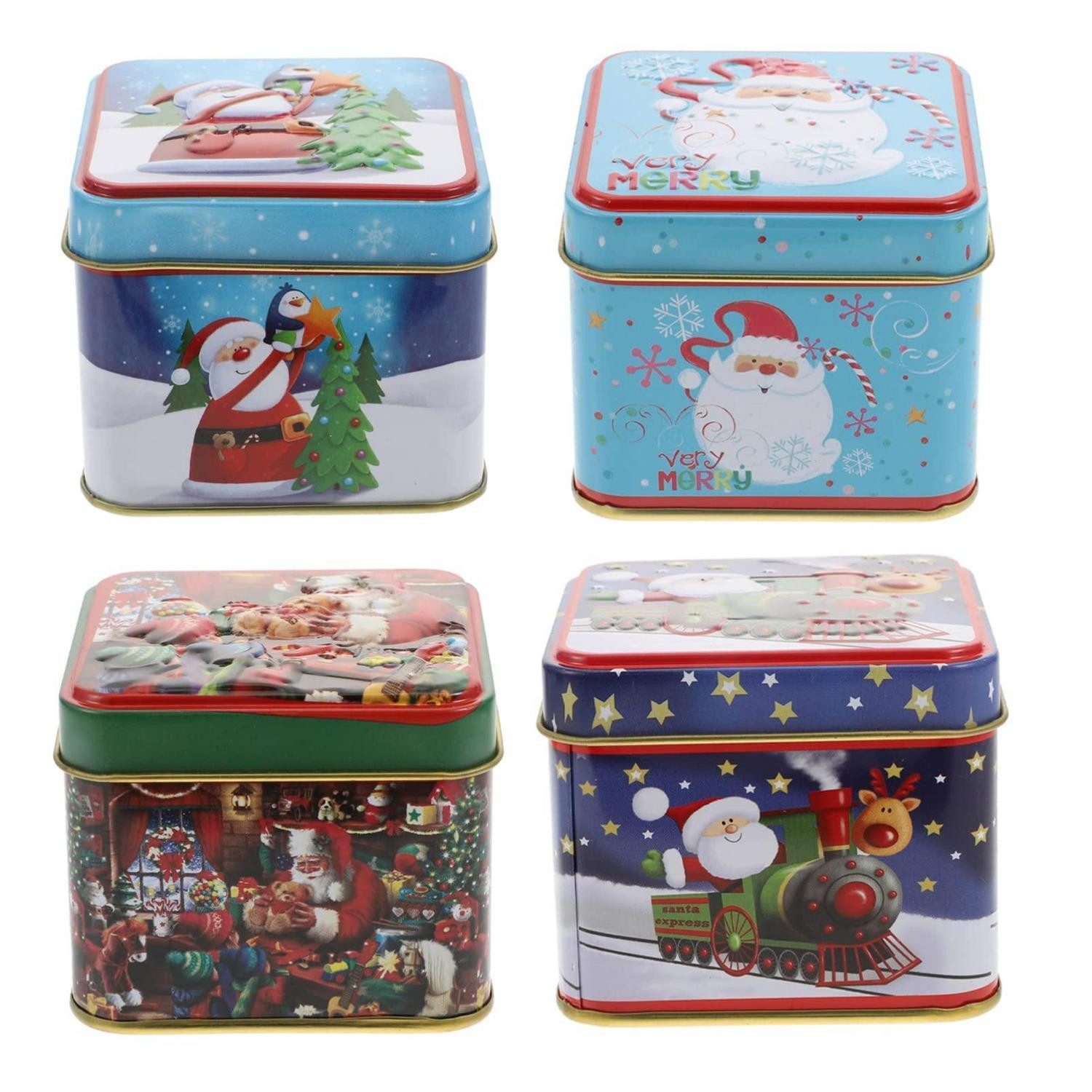 LuxusKollektion Keksdose Blechdose Weihnachten 4 Stücke, Metall