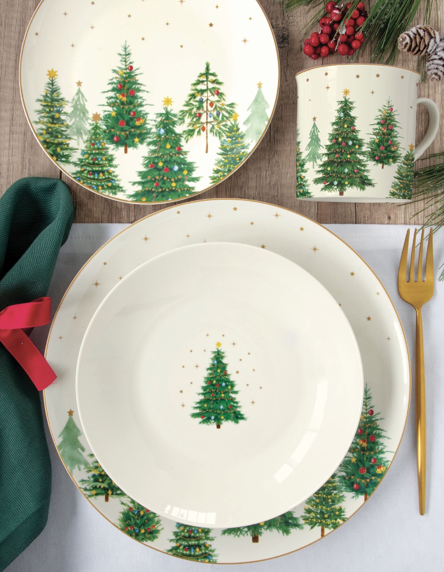 EasyLife Papierserviette Festive Trees, Höhe: cm, Farbe: Mehrfarbig, Motiv: Tannenbaum