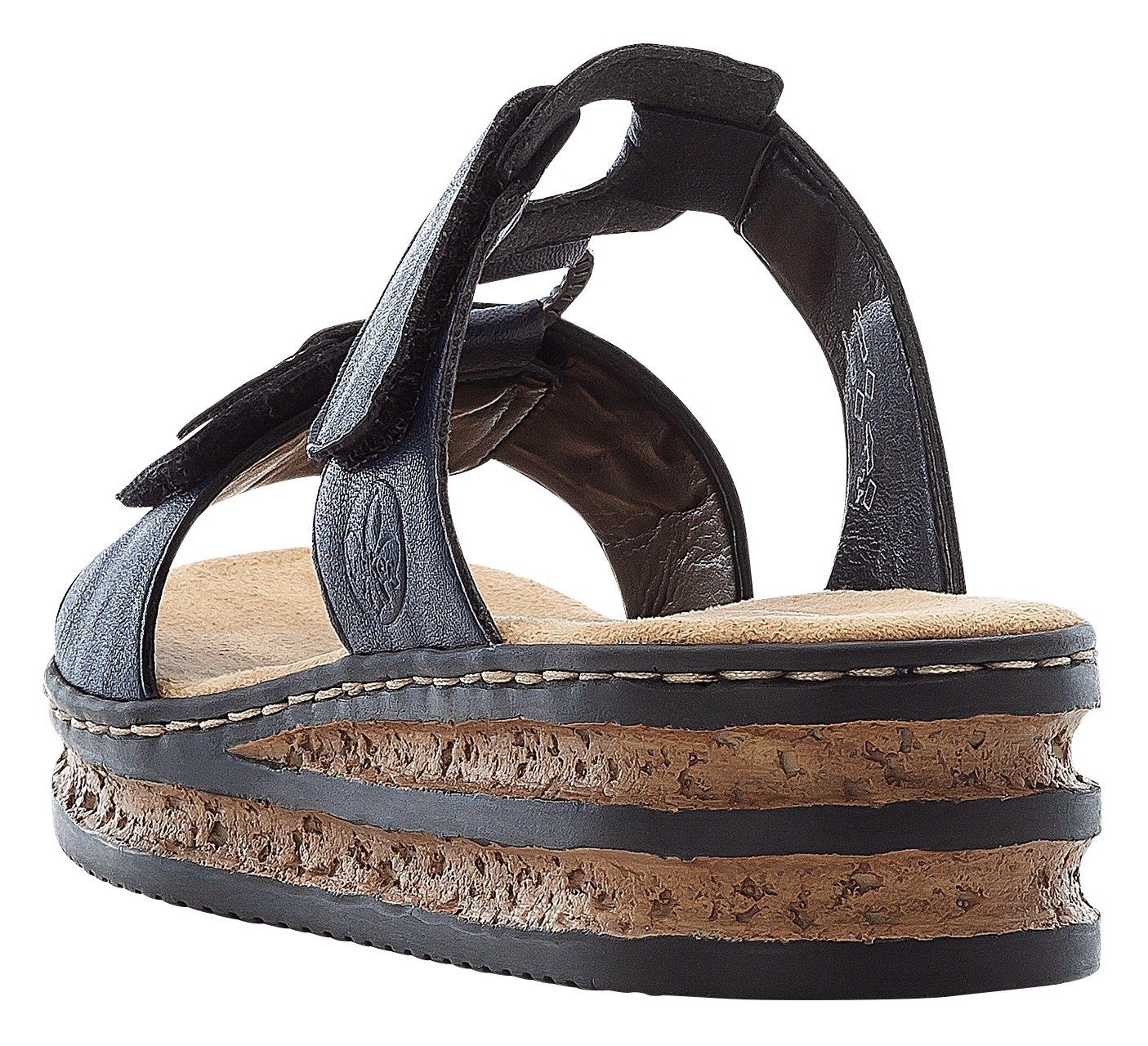 Rieker Pantolette, Plateau, Sommerschuh, Schlappen mit Schmuckelementen