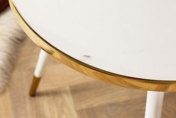 riess-ambiente Beistelltisch PARIS Ø45cm weiß / gold (Einzelartikel, 1-St), Wohnzimmer · Acrylglas · Metall · rund · Marmor-Design · Retro