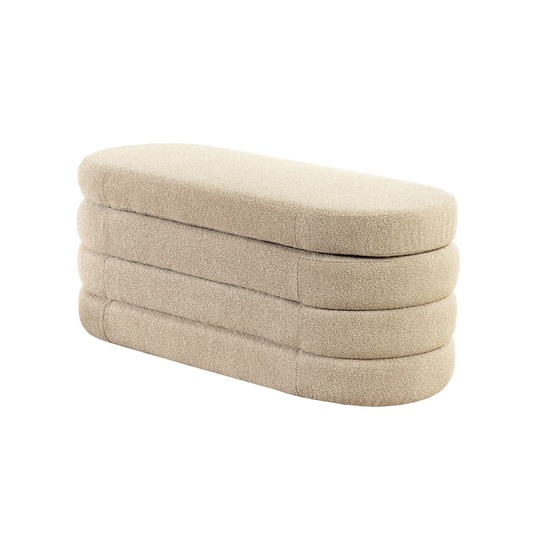 riess-ambiente Sitzbank VOGUE 115cm taupe - gepolstert, mit Aufbewahrung, fertig montiert (Einzelartikel, 1-St), Wohnzimmer · Bouclé · rund · mit Stauraum · Scandinavian Design
