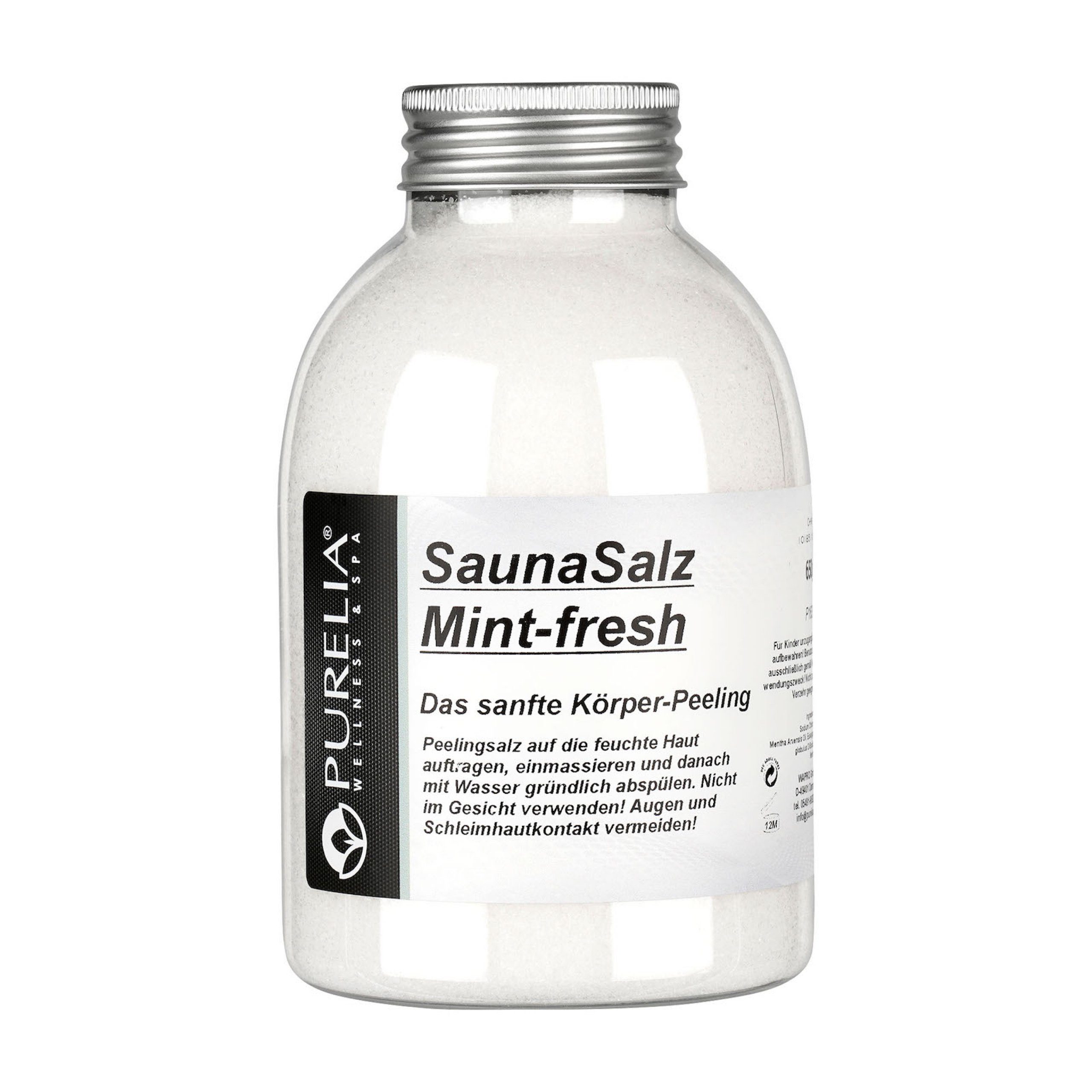 Purelia Sauna-Aufgussset PURELIA Sauna Salz Mint fresh 650g Peelingsalz Sauna Salz Peeling