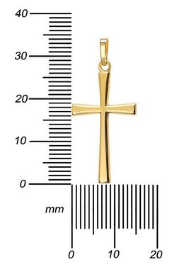 JEVELION Kreuzkette Kreuzanhänger 585 Gold - Made in Germany (Goldkreuz, für Damen und Herren), Mit Kette vergoldet- Länge wählbar 36 - 70 cm oder ohne Kette.