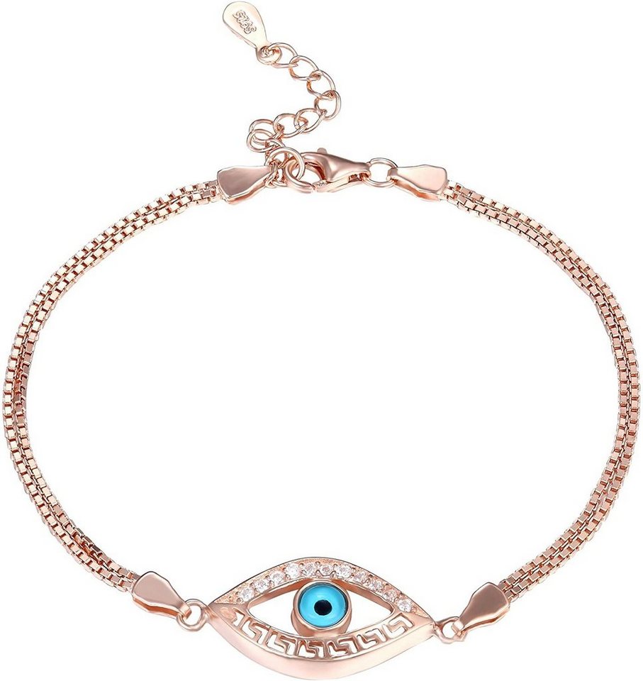 Karisma Armband Karisma Damen Silber 925 rhodinert Böses Auge Nazar Verlängerung 3cm, - Roségold Weiße Steine