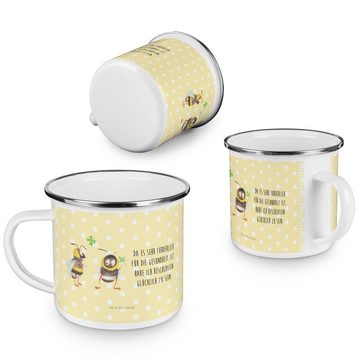 Mr. & Mrs. Panda Becher Hummeln Kleeblatt - Gelb Pastell - Geschenk, Trinkbecher, Tiere, Gute, Emaille, Ästhetisch & langlebig