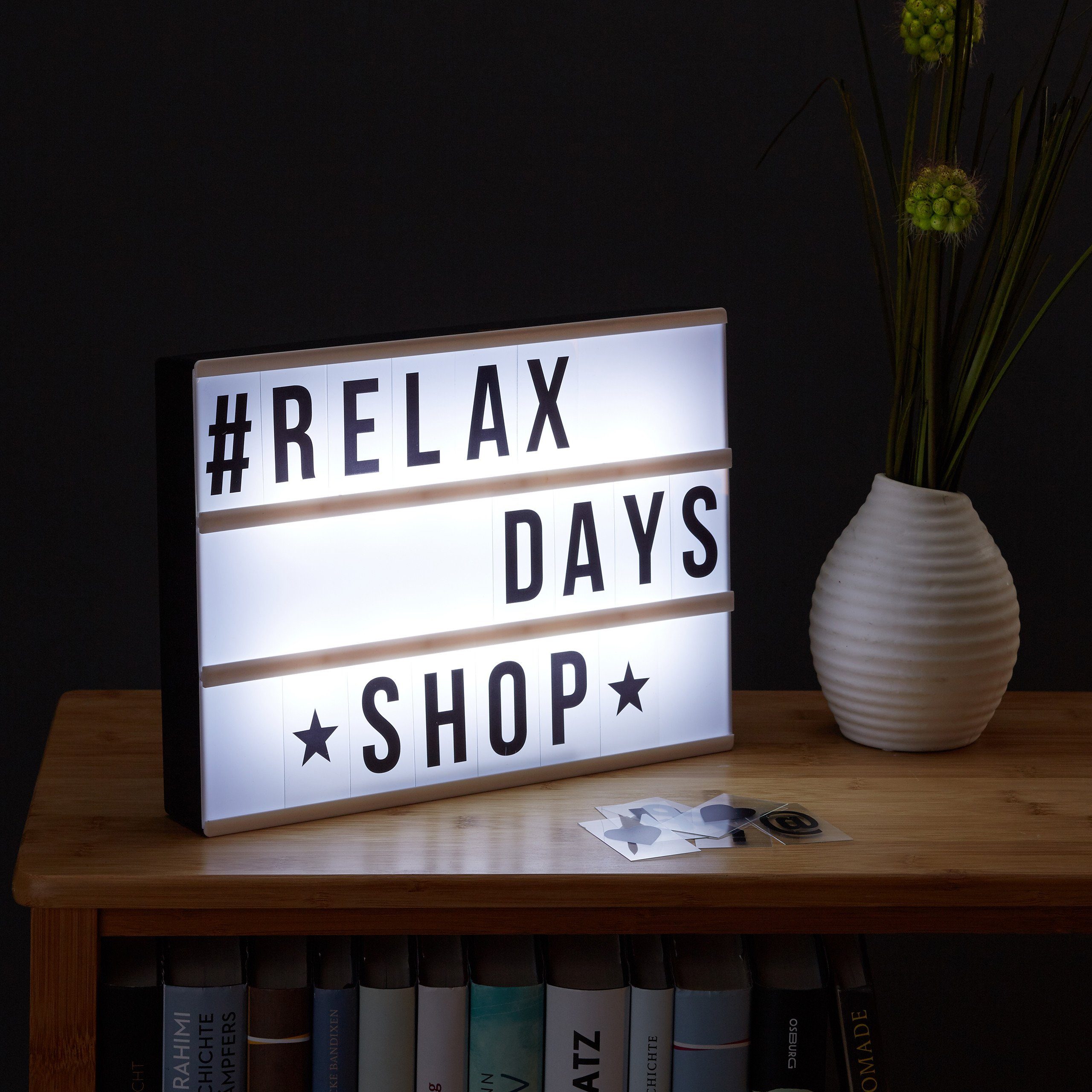 relaxdays LED Dekolicht Light Box mit 3 Zeilen