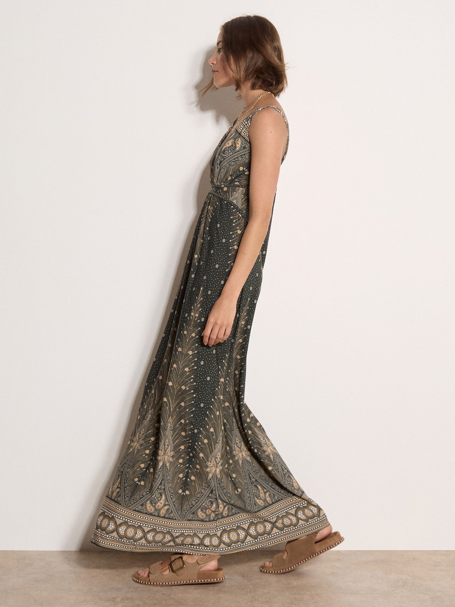Apricot Maxikleid Paisley-Maxikleid mit Taillenband – Bild 2 von 4