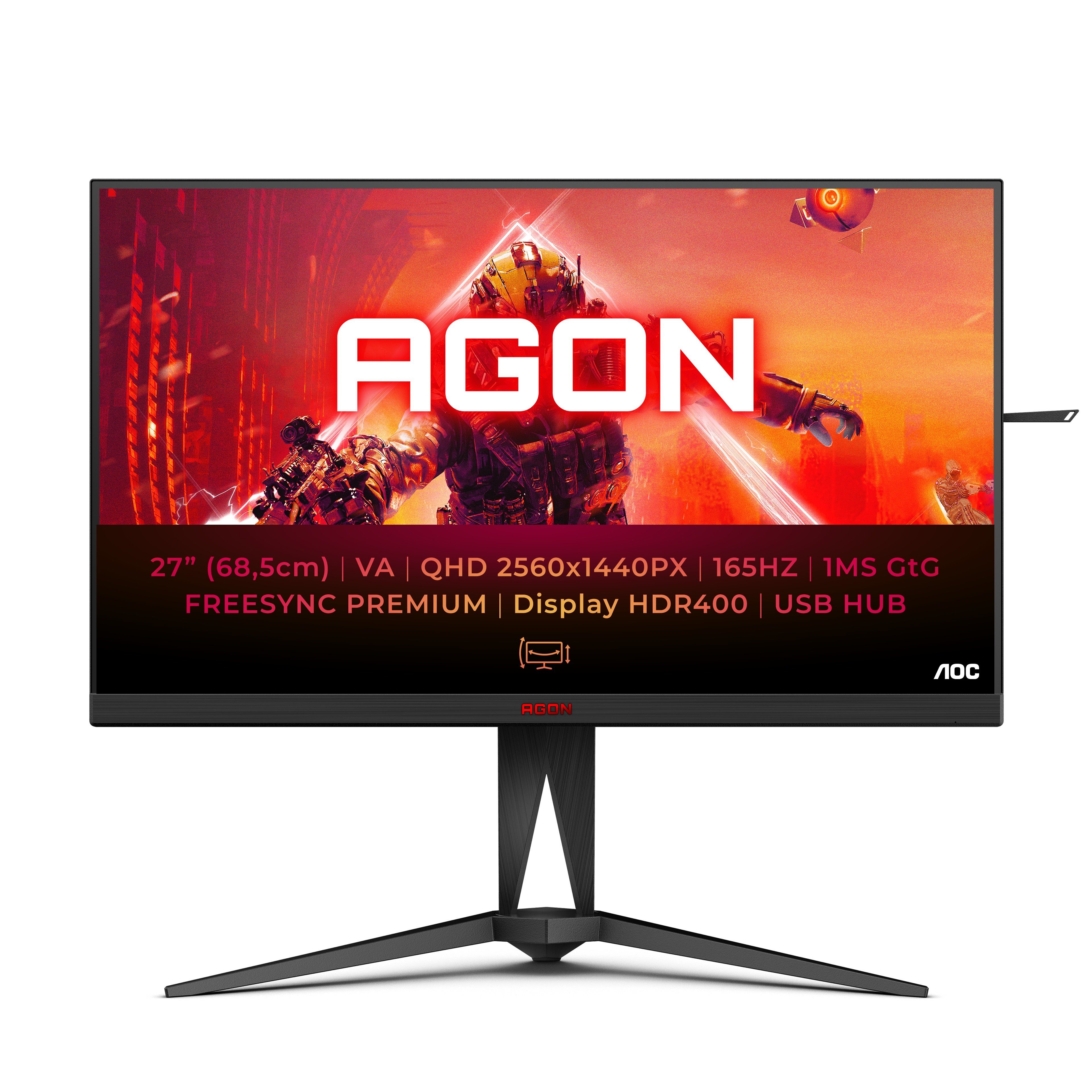AOC AG275QXN/EU Gaming-Monitor (68,5 cm/27 ", 2560 x 1440 px, 1 ms Reaktionszeit, 165 Hz, VA LCD)