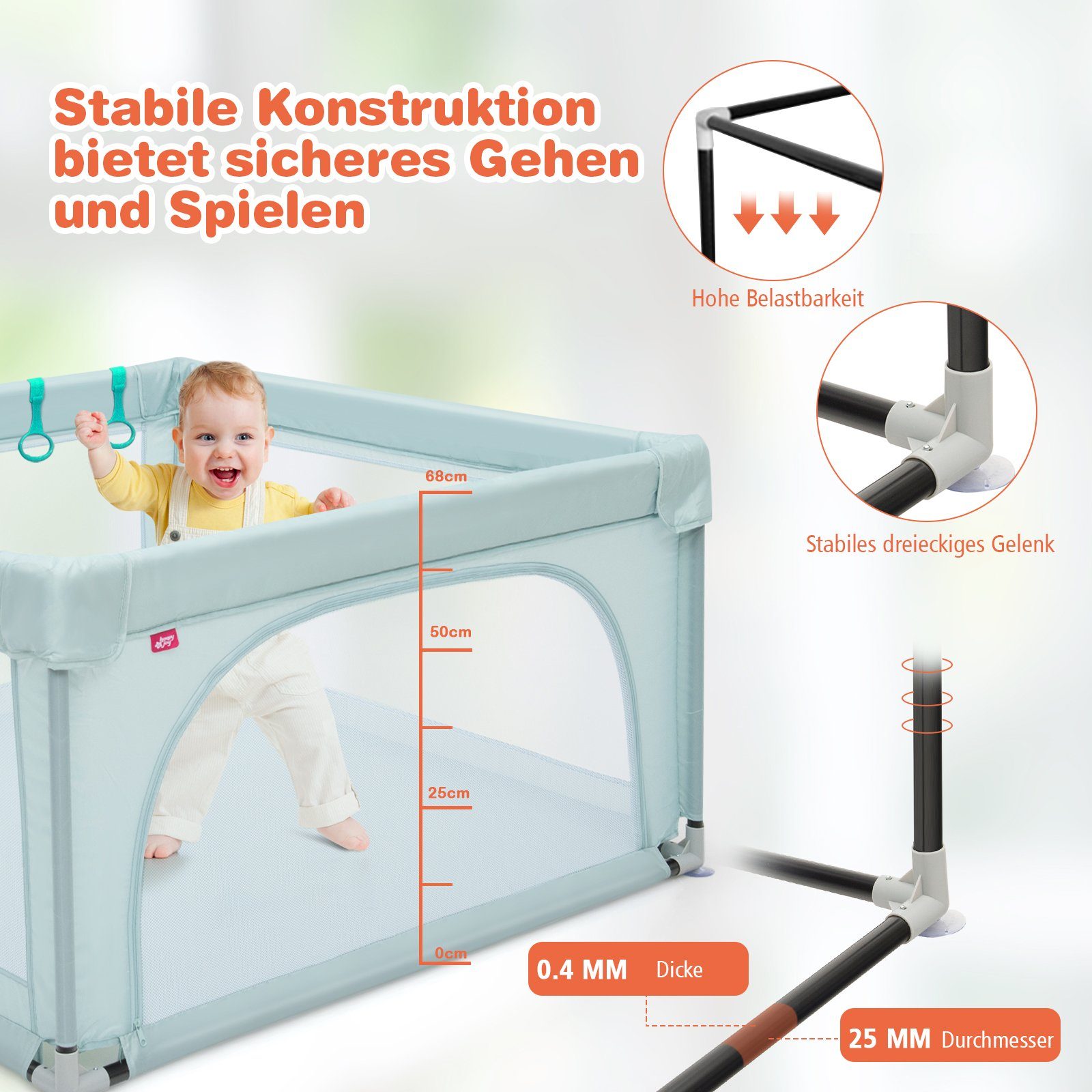 COSTWAY Laufstall Baby Laufgitter, 120x120cm, mit günstig online kaufen