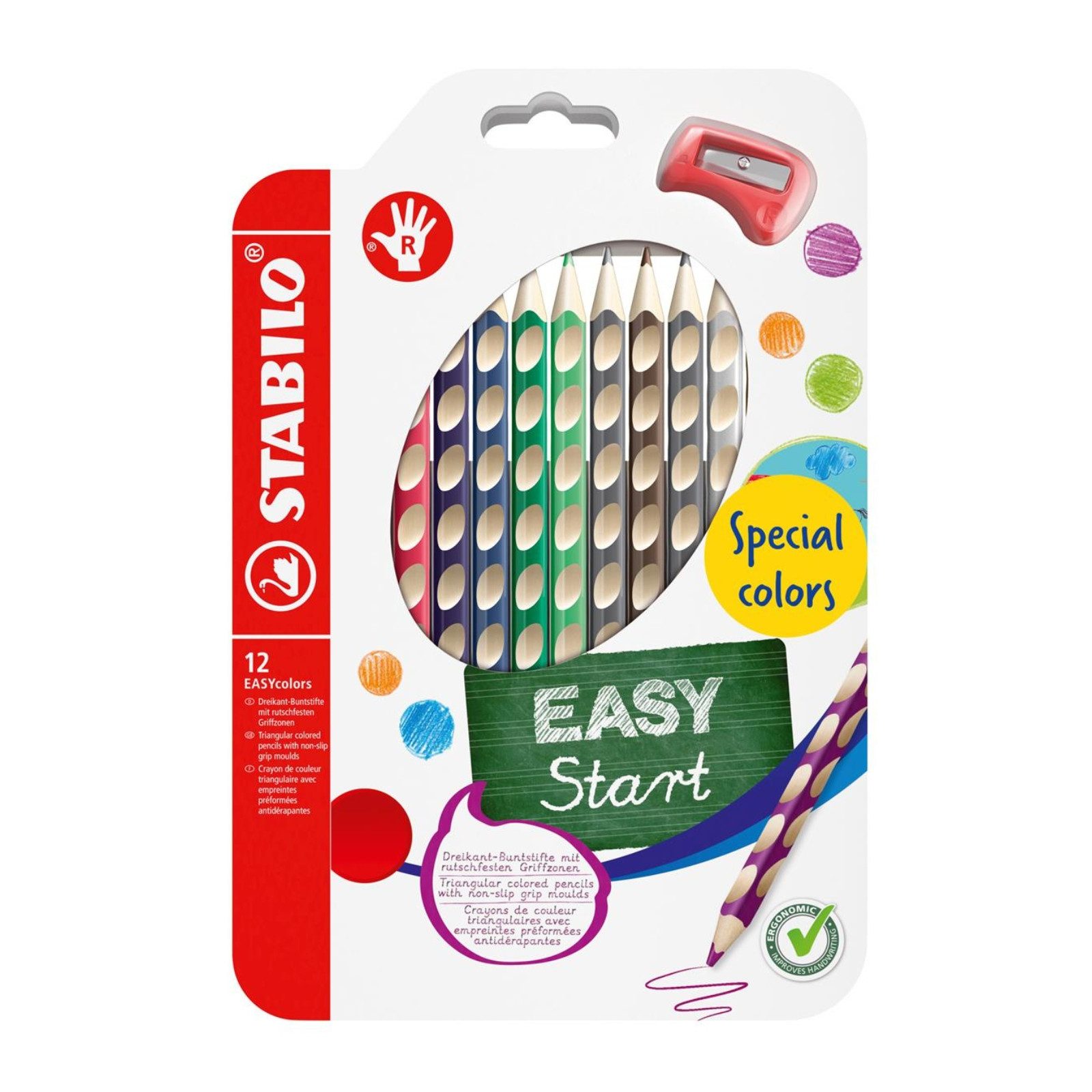 STABILO Filzstift STABILO EASY Colors Dreikant-Buntstift - Rechtshänder - 12er Etui