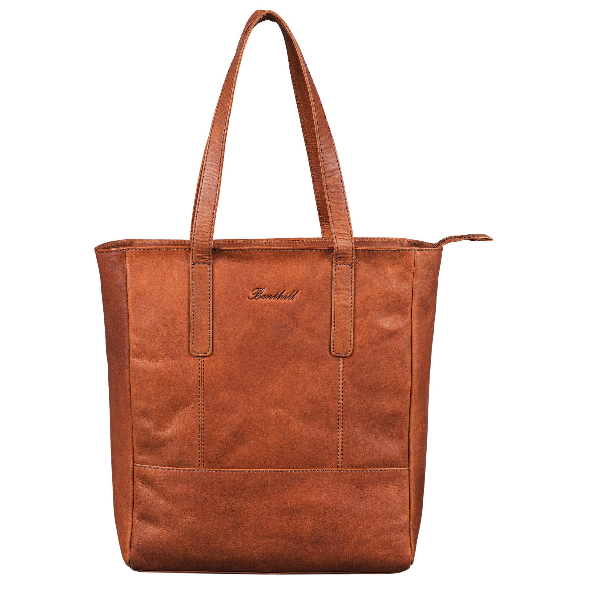 Benthill Shopper Damen Echt Leder Handtasche Frauen Schultertasche Groß Henkeltasche, Reißverschlussfach