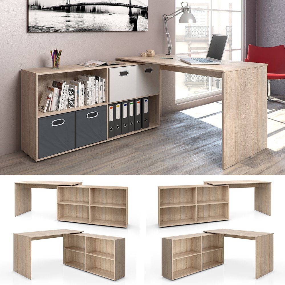 Vicco Eckschreibtisch FlexPlus, Sonoma, 137 x günstig online kaufen