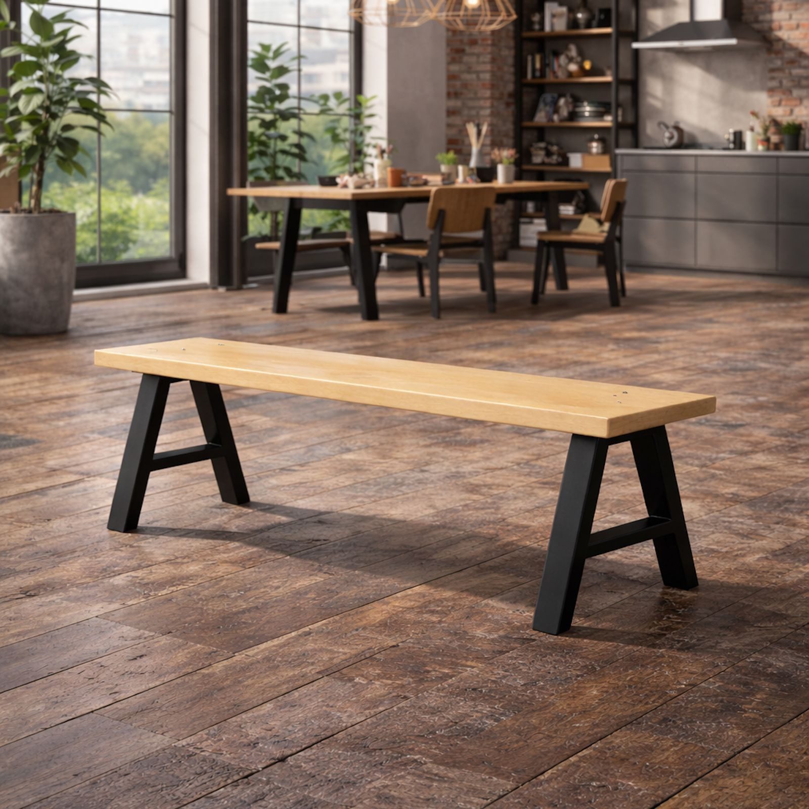 SO-TECH® Tischgestell Bankuntergestell A-FRAME schwarz mit Mittelstrebe (1-St), Bankgestell 400 x 320 mm, 1 Stück
