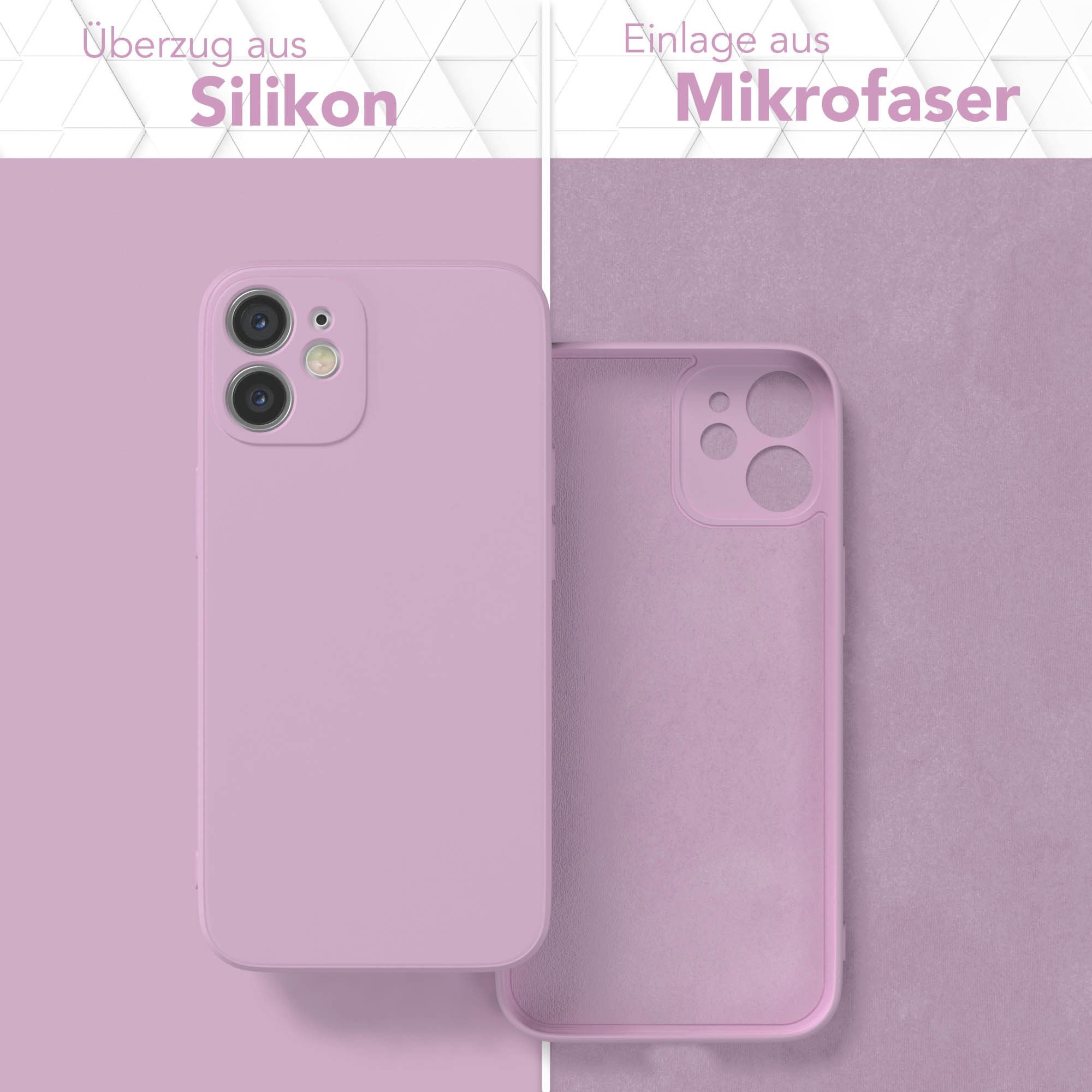 EAZY CASE Handyhülle für Apple iPhone 12 Mini Hülle Silikon 5,4 Zoll, Hülle mit Kameraschutz handycover Soft Smart Slimcover Lila / Flieder