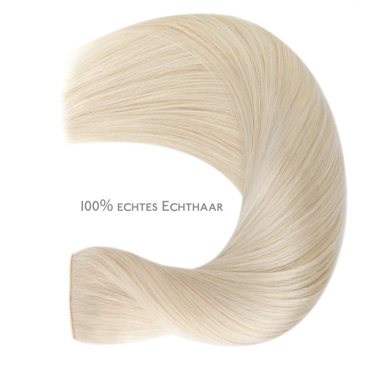 Echthaar-Extension Wennalife glatte Haarteile,platinblond Echthaarverlängerungen,Halo-Haare,lange