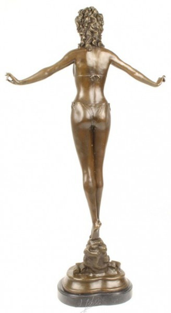 Casa Frauenfigur Padrino Bronze Natursteinsockel - Art Dekofigur Luxus Skulptur auf Deco Figur Padrino Casa