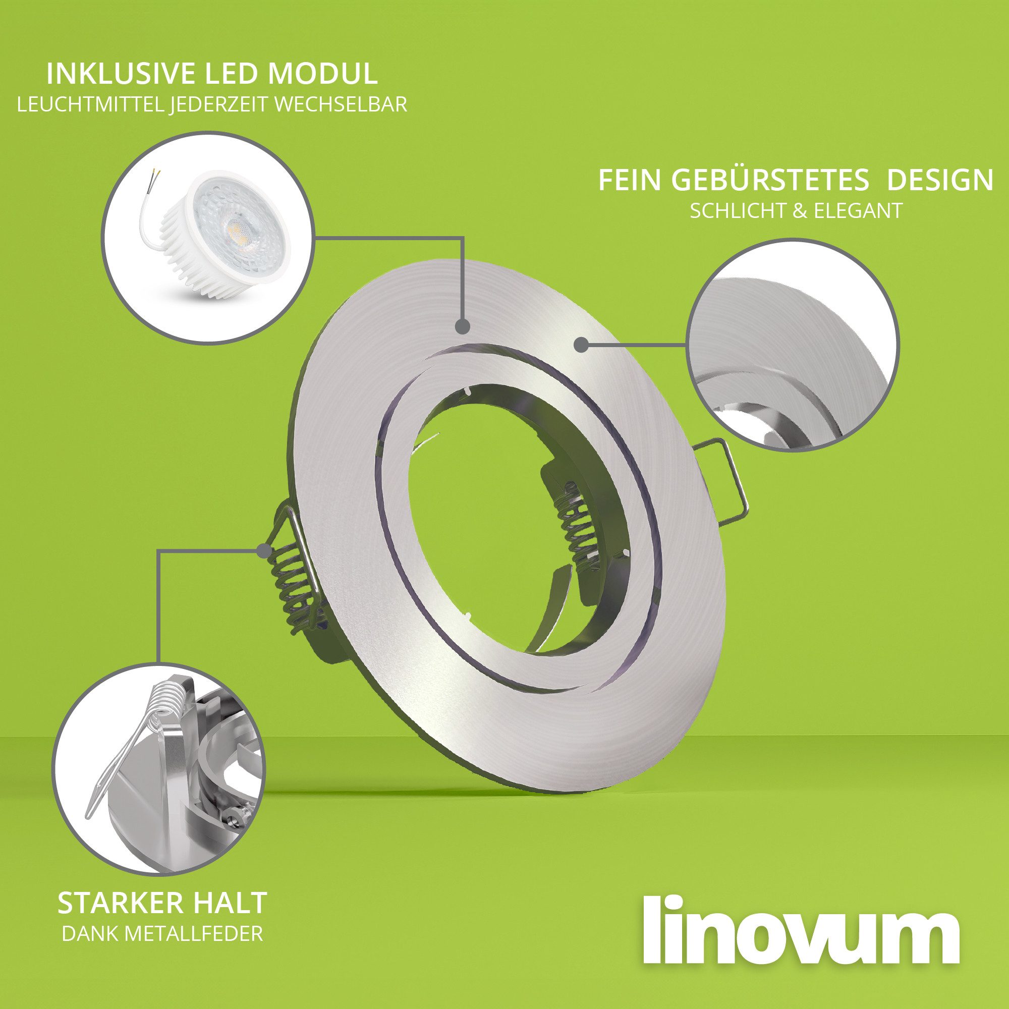 linovum LED Einbaustrahler Einbaustrahler neutralweiß 4W Lampe Deckenlampe Einbauspot Licht, Neutralweiß