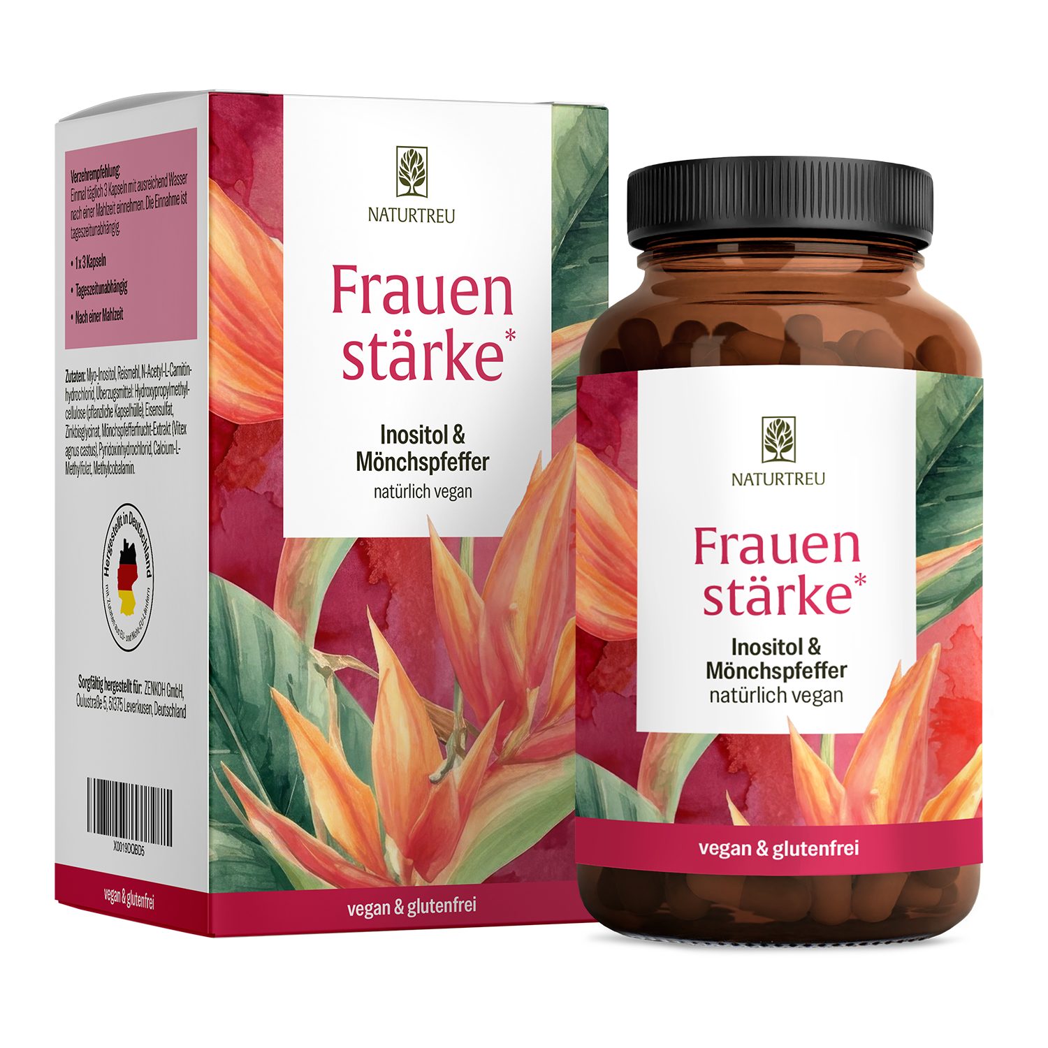 Naturtreu FRAUENSTÄRKE Kapseln, 1 er 39,4 g, Durchdachte Entwicklung, Vegan, Laborgeprüft, Hochwertige Inhaltstoffe