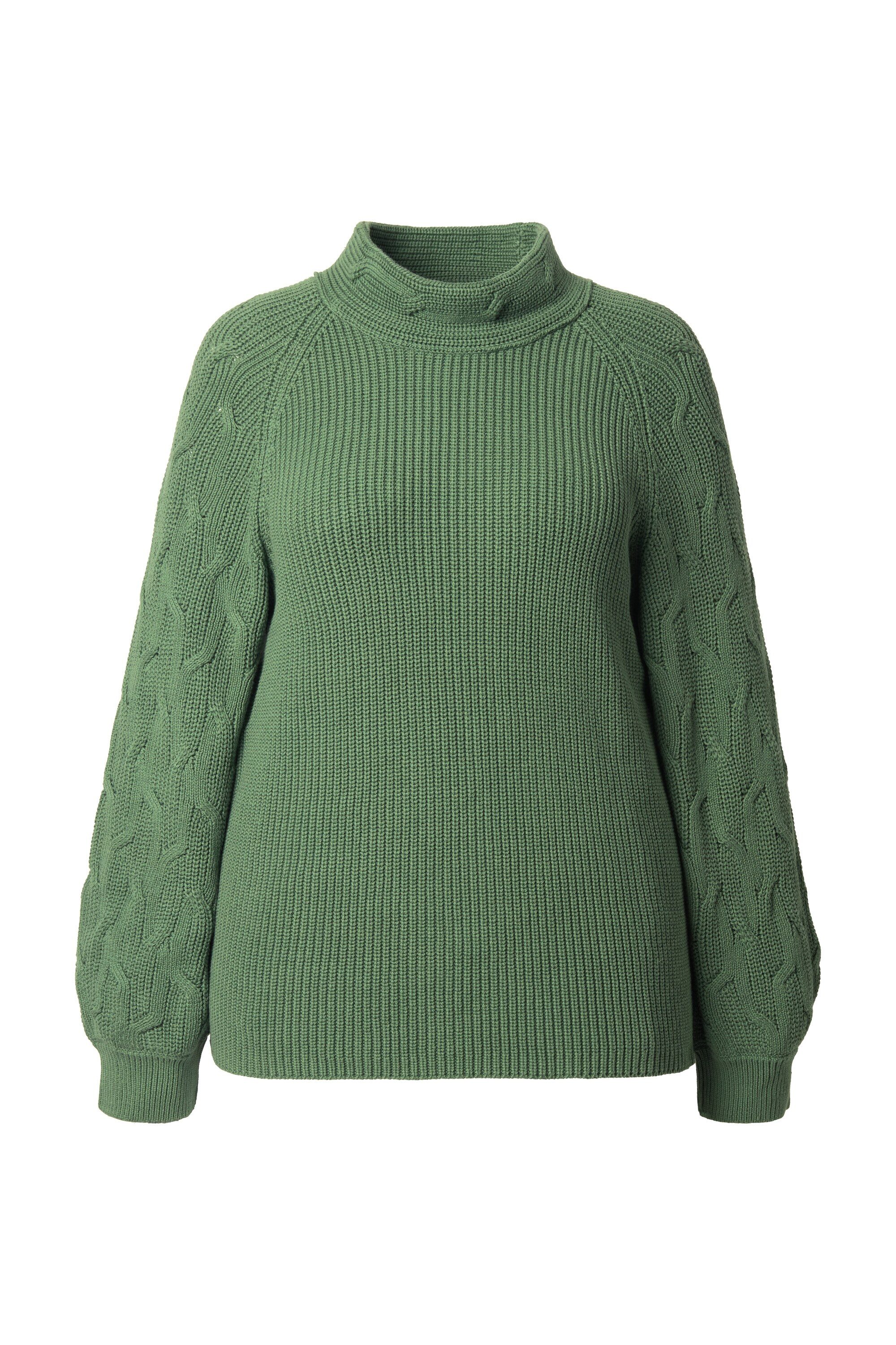 Ulla Popken Strickpullover Pullover Zopfmuster Stehkragen günstig online kaufen